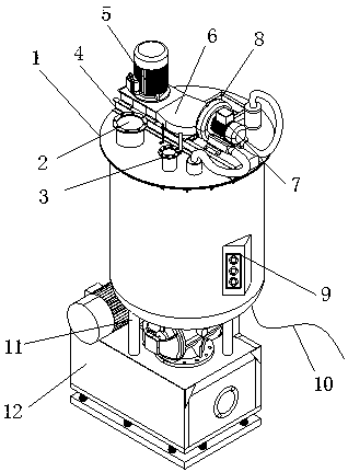 Uniformly-mixing equipment of coating polyester film coating liquid for enhancing UV printing bonding force