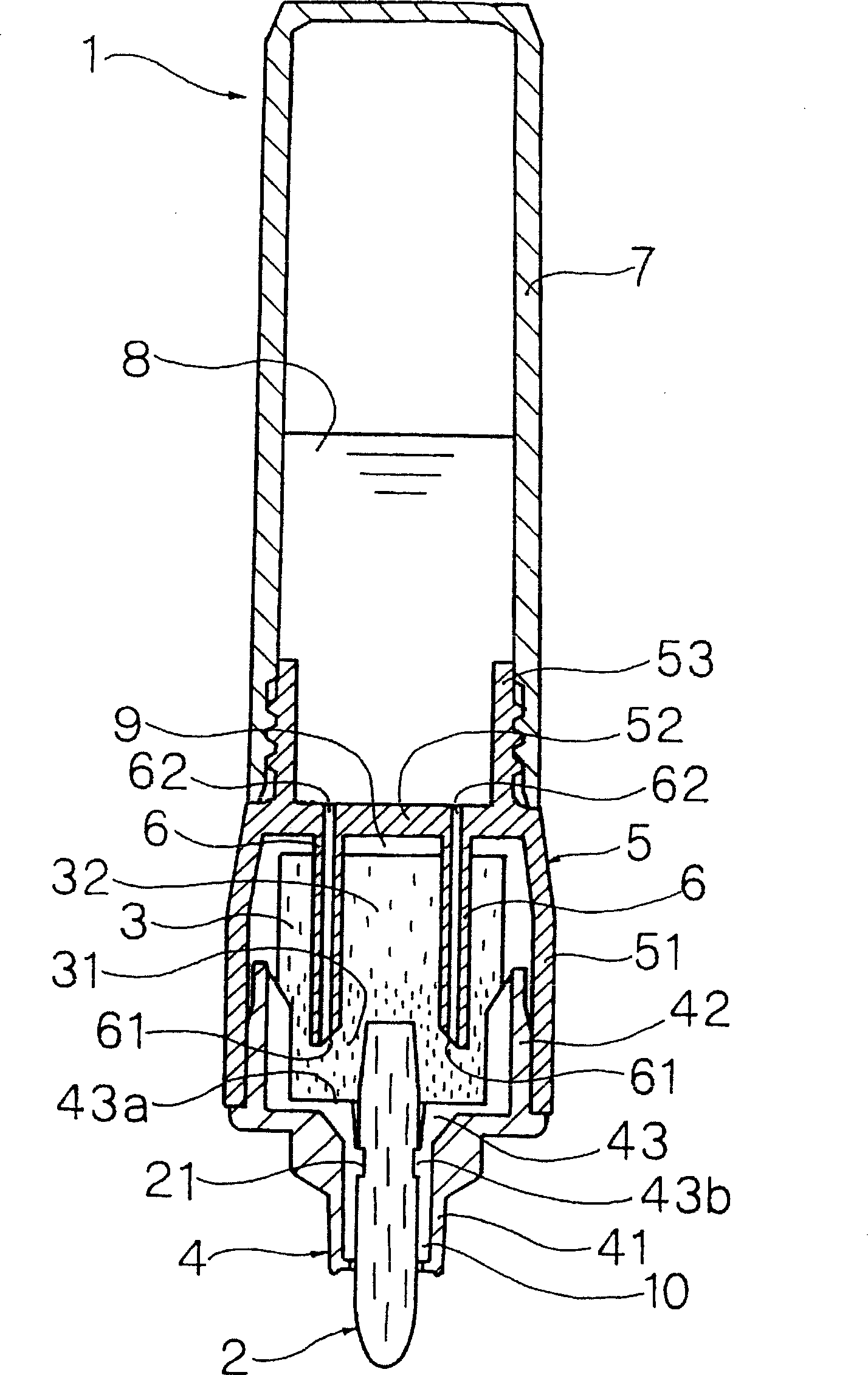 Direct-fluid-supply writing implement