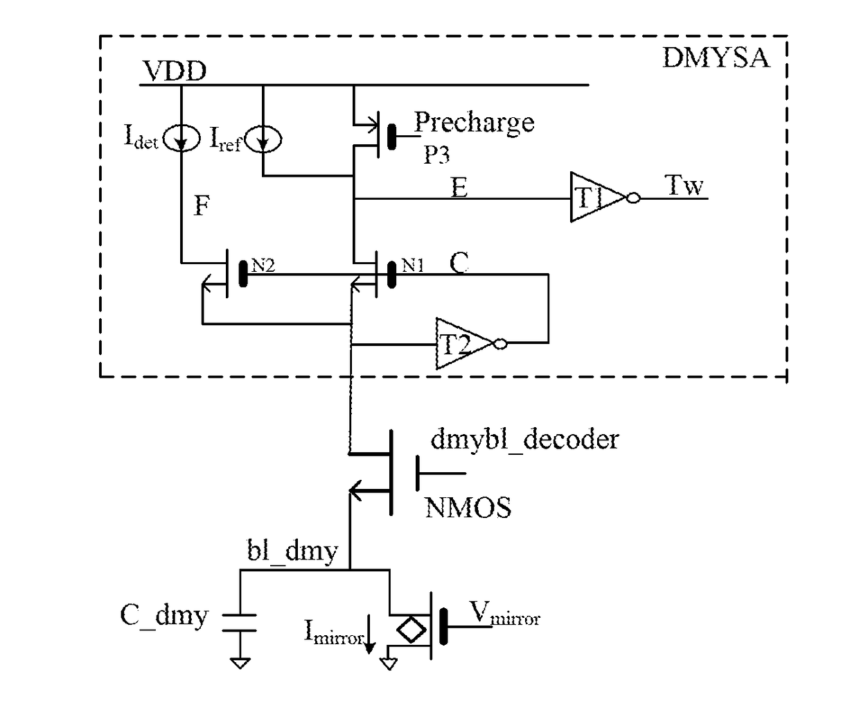 Circuits for control of time for read operation, using a current mirror circuit to mirror a reference current into the dummy device and generates time control signals based on the mirrored current