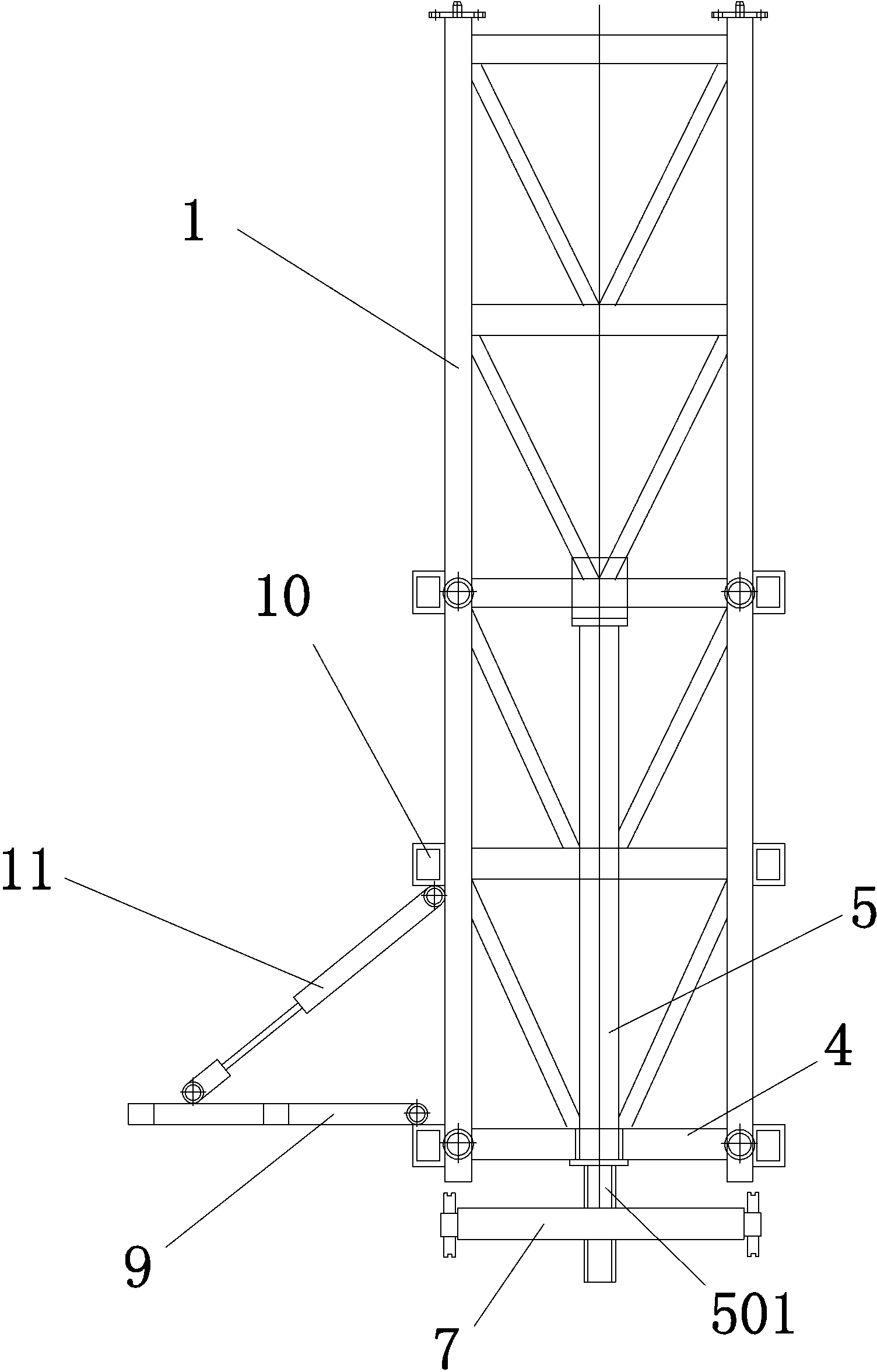 Double-cylinder jacking mechanism of tower body of tower crane