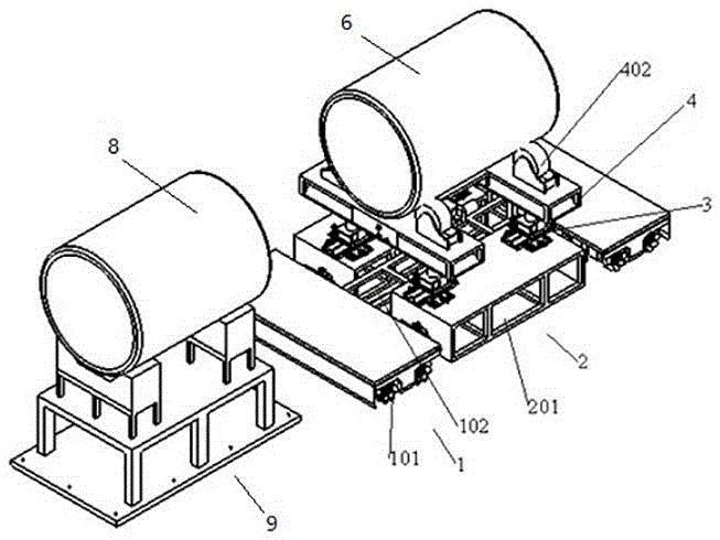 Carrying and docking assembly for large-size heavy-load cylindrical workpieces