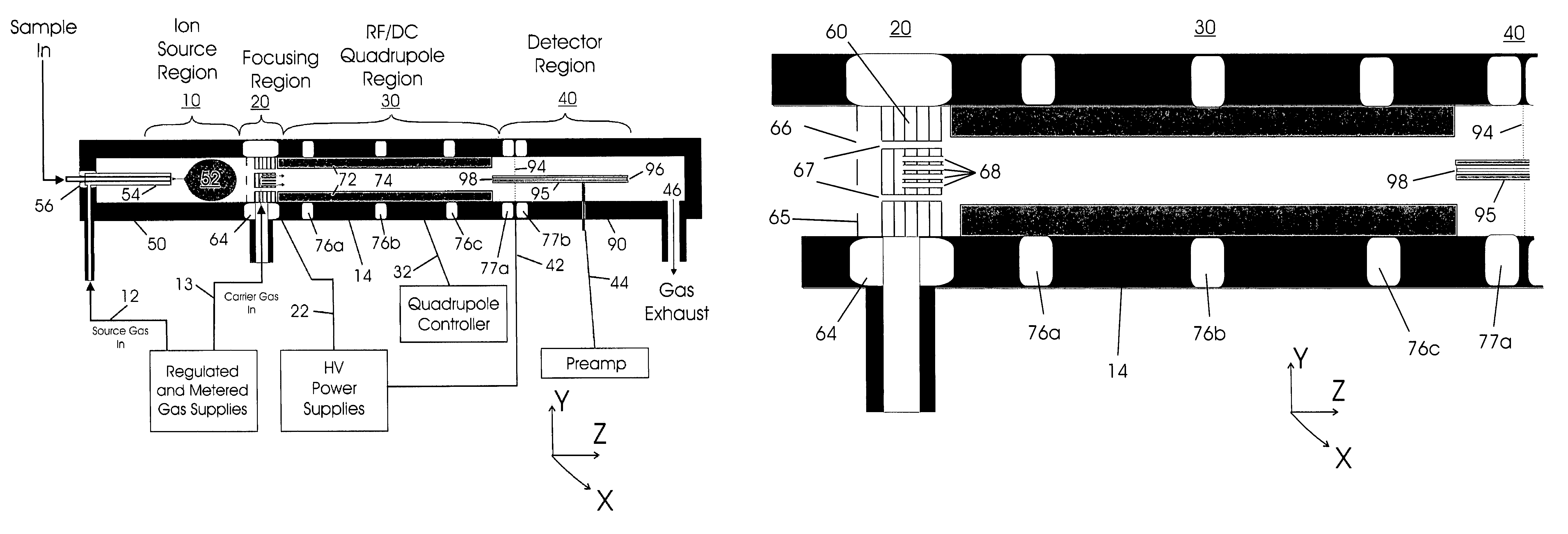 Atmosperic pressure quadrupole analyzer