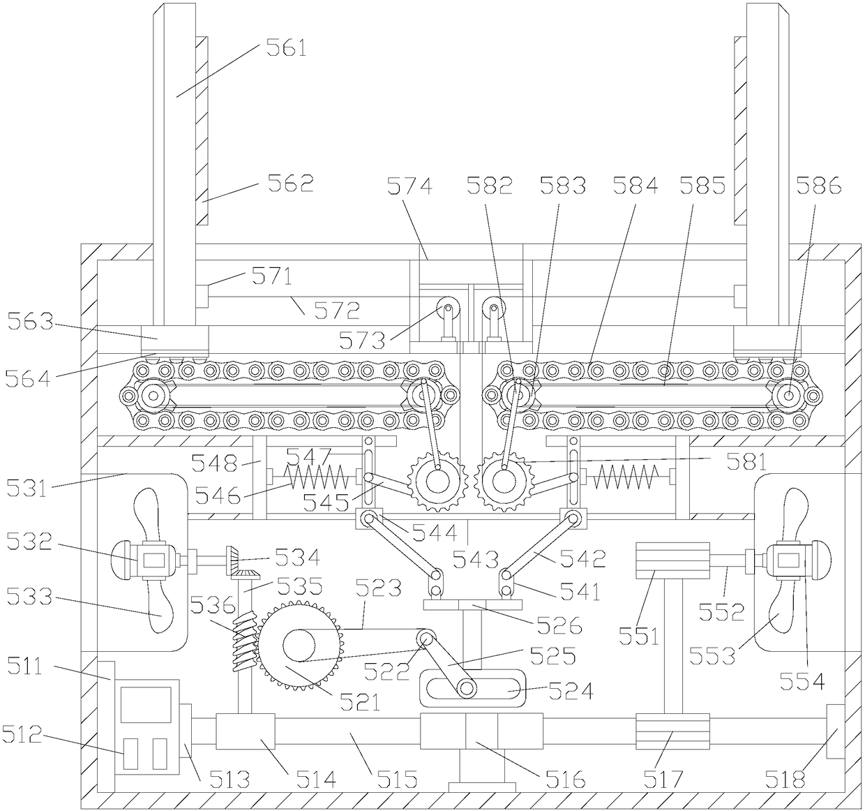 Wood cutting machine with fixing device and dust removal function