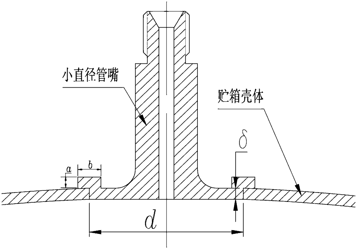 Welding method for aluminum alloy small-diameter pipe nozzle of storage tank