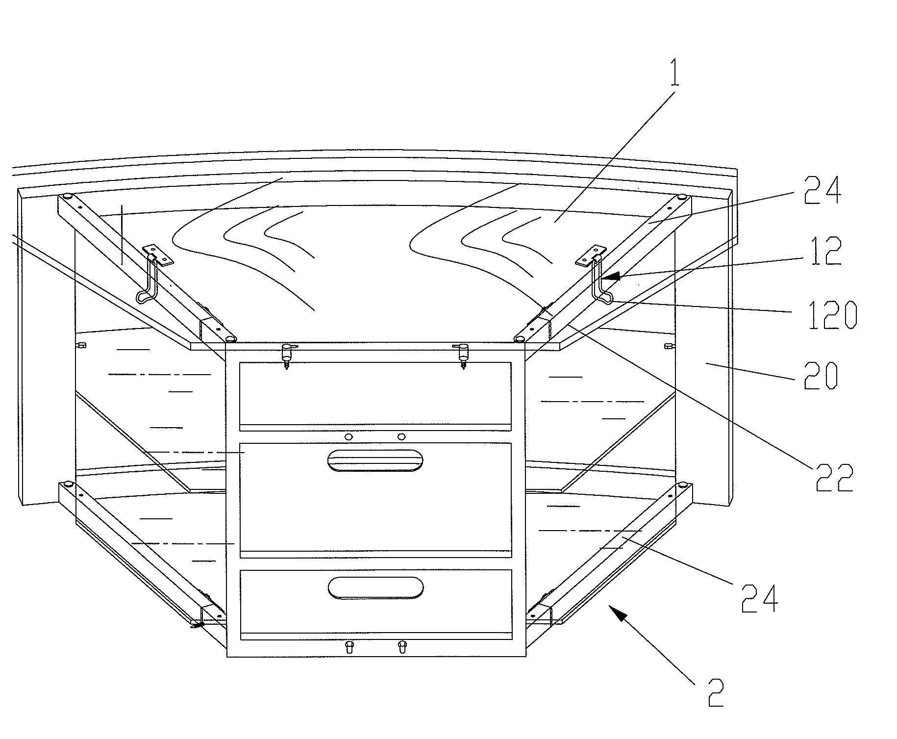 Shelving unit whose support board is in quick and easy assembly