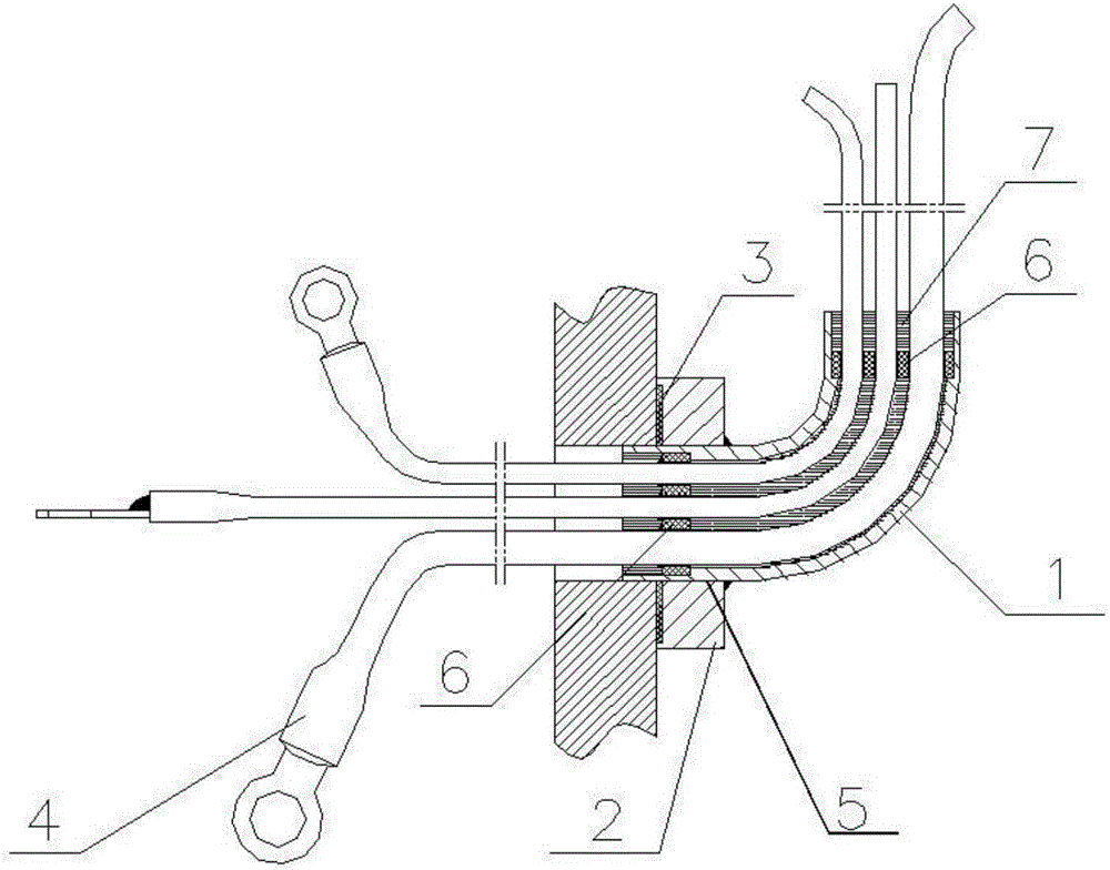 Conducting wire sealing bent joint and preparation method thereof