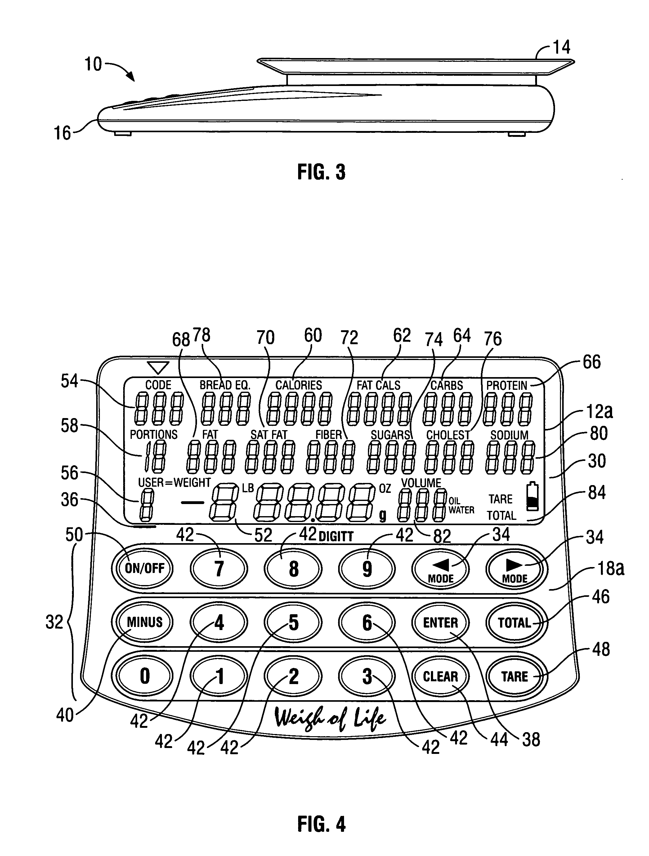 Scale having nutritional information readouts