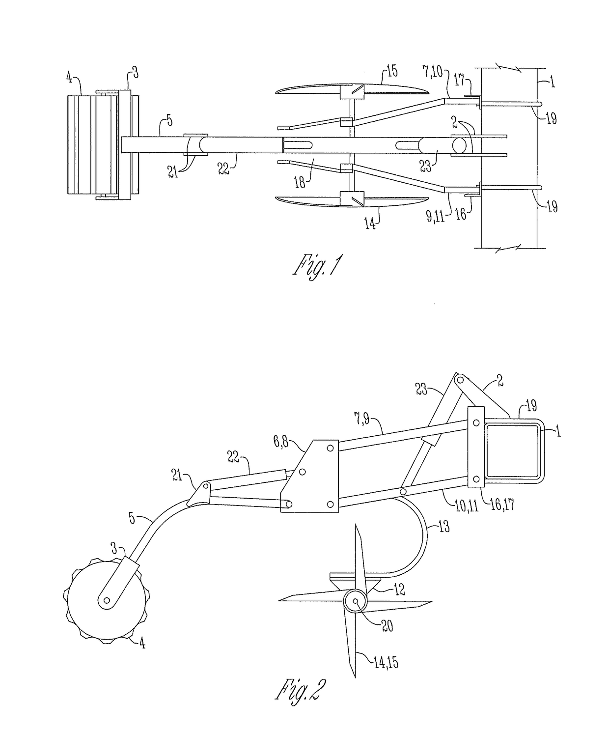 Tillage device for agricultural machinery or implements to reduce compaction caused by wheels in a field