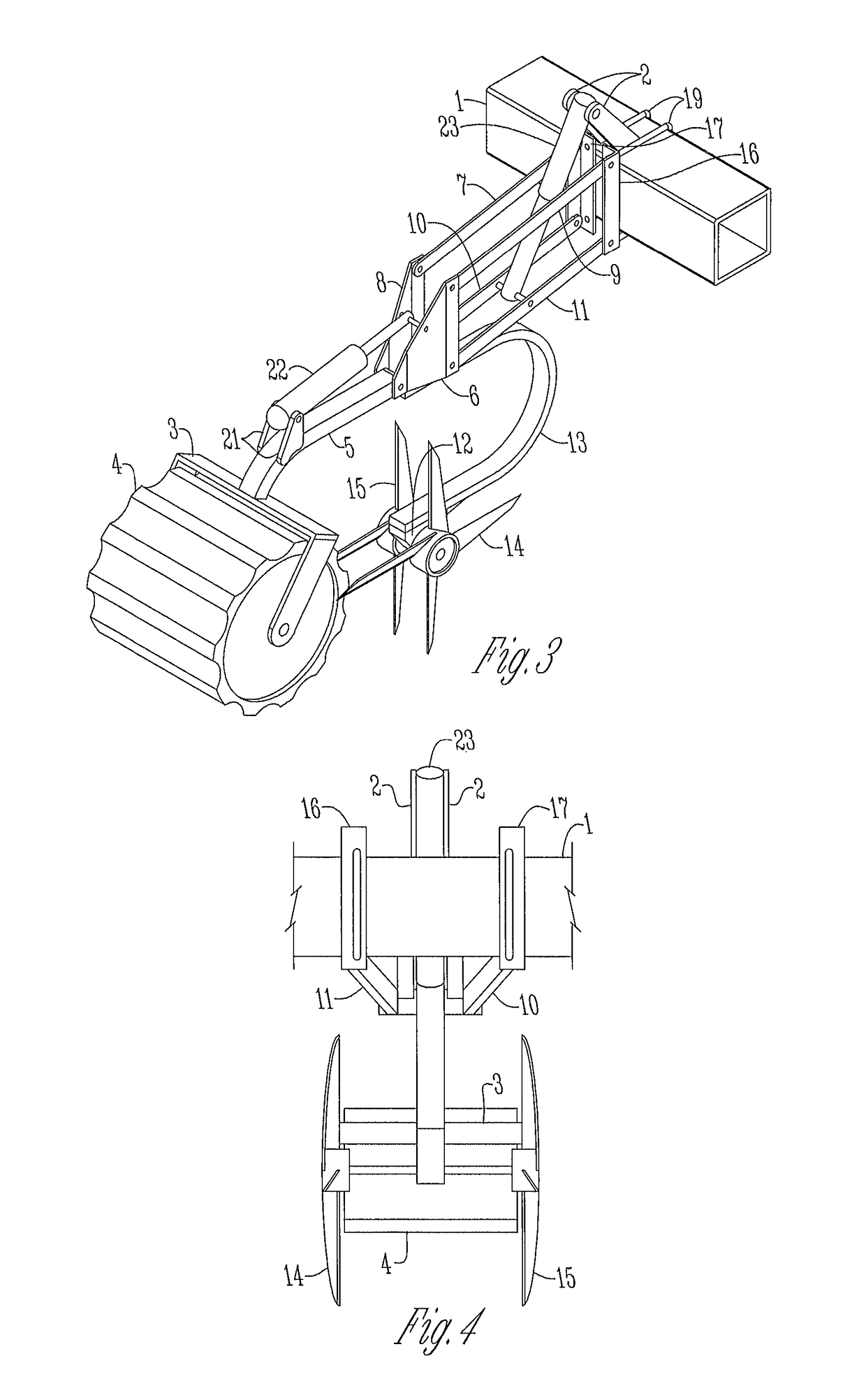 Tillage device for agricultural machinery or implements to reduce compaction caused by wheels in a field