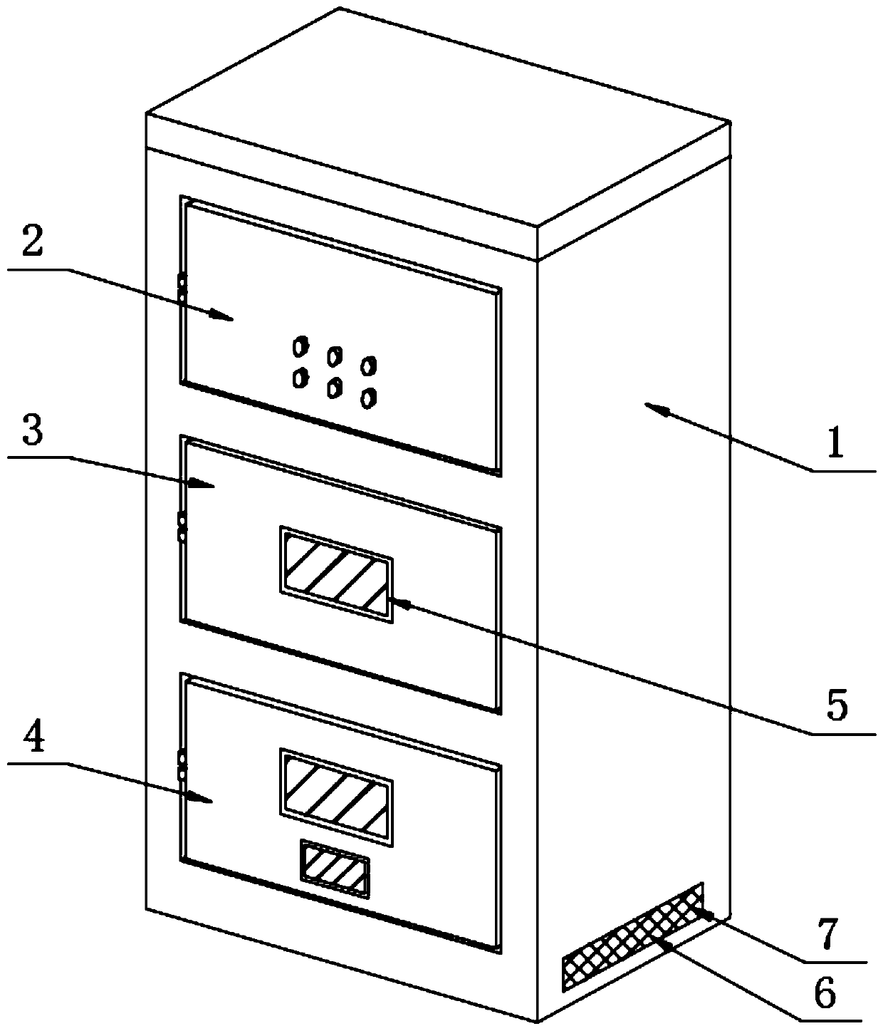 Automatic dehumidification side-mounted centrally-installed cabinet