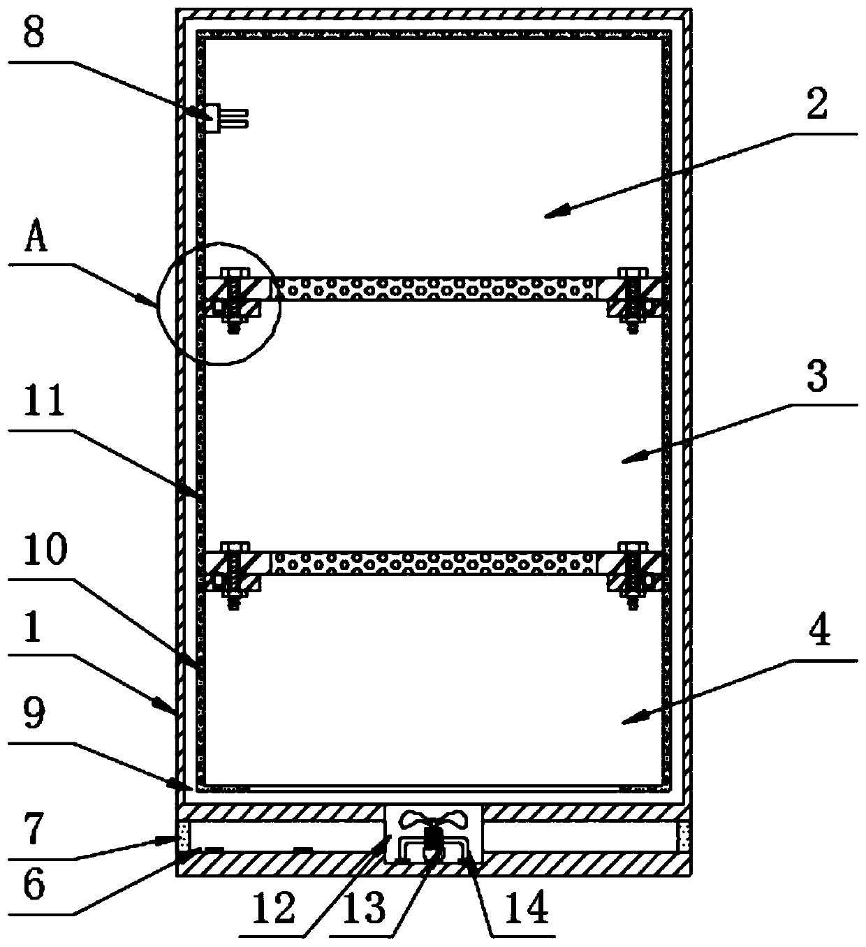 Automatic dehumidification side-mounted centrally-installed cabinet