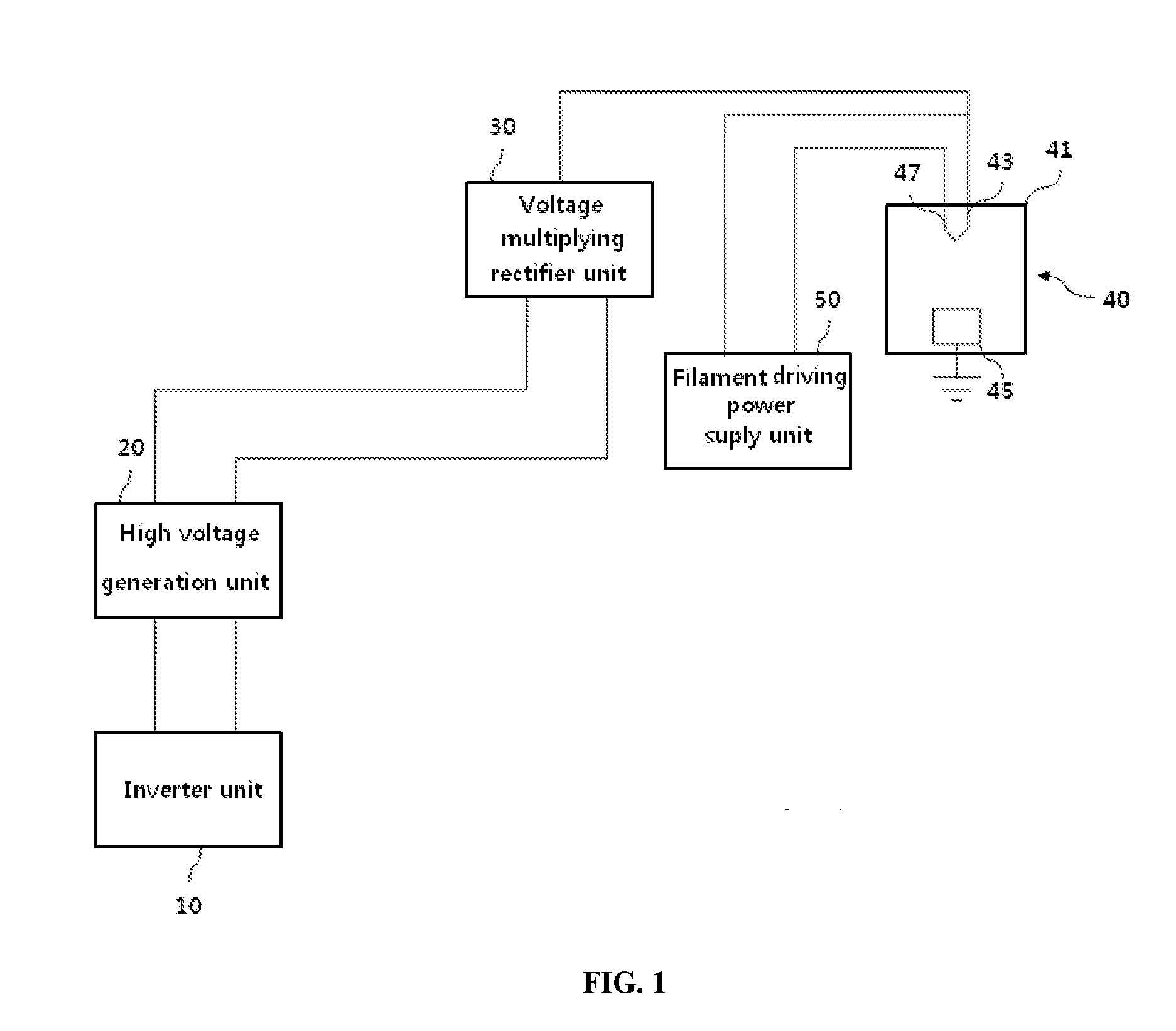 High voltage driving device for x-ray tube