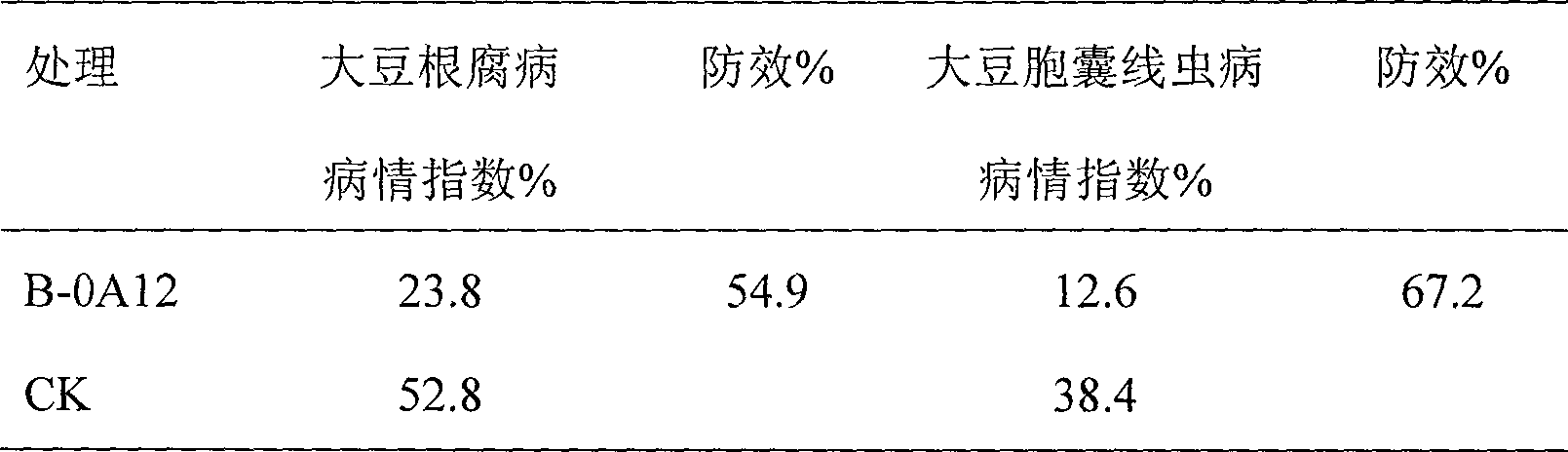 Lichen bacillus strain (B-0A12) and preparation thereof