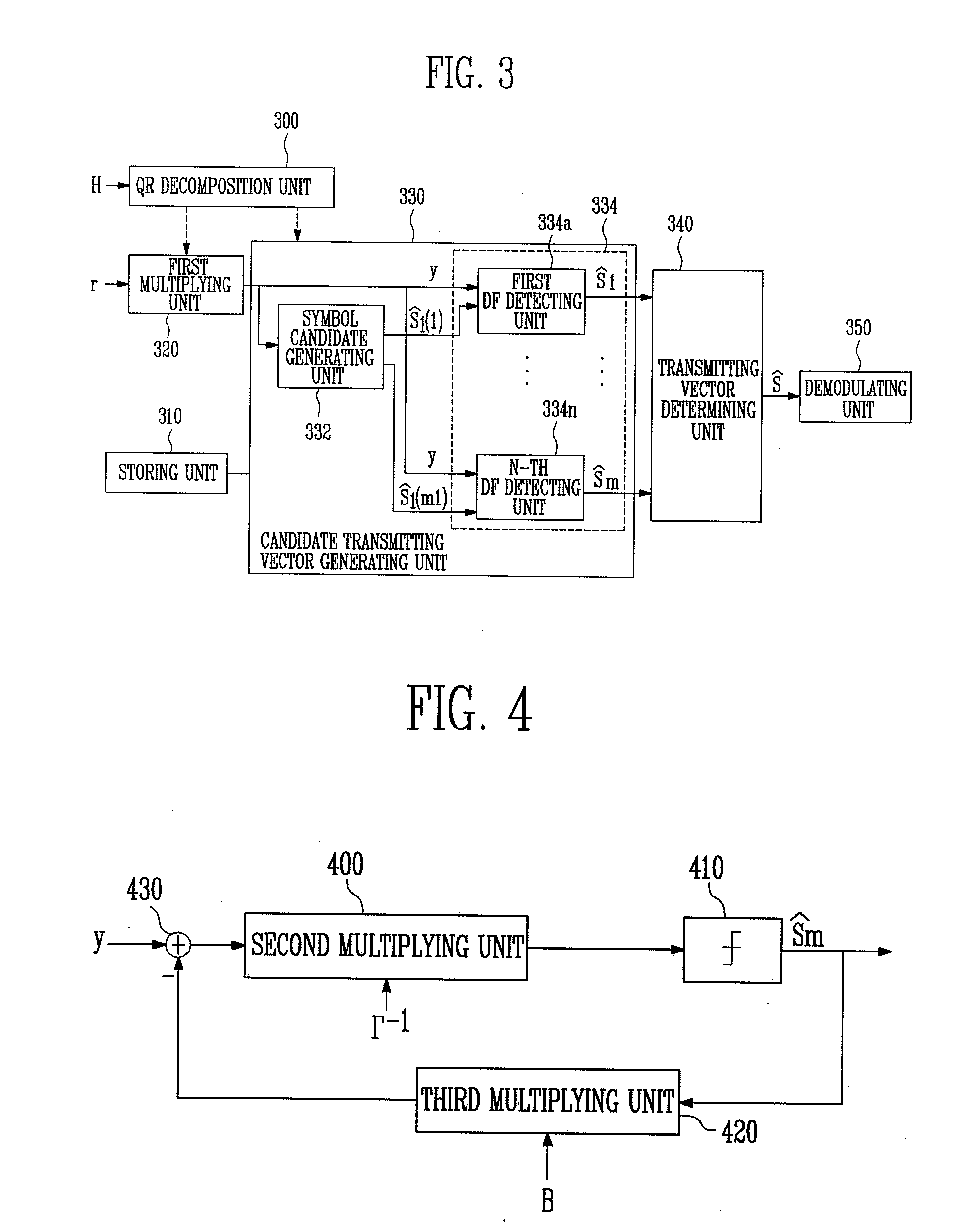 Multi-input multi-output system and method for demodulating a transmitting vector in a receiver of the system