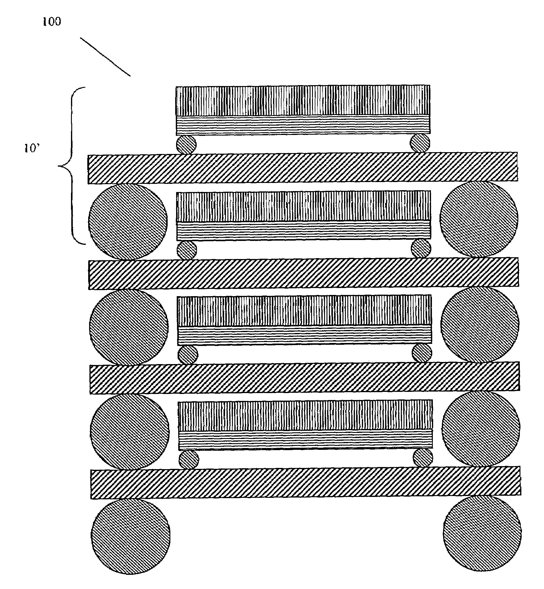 Expansion constrained die stack