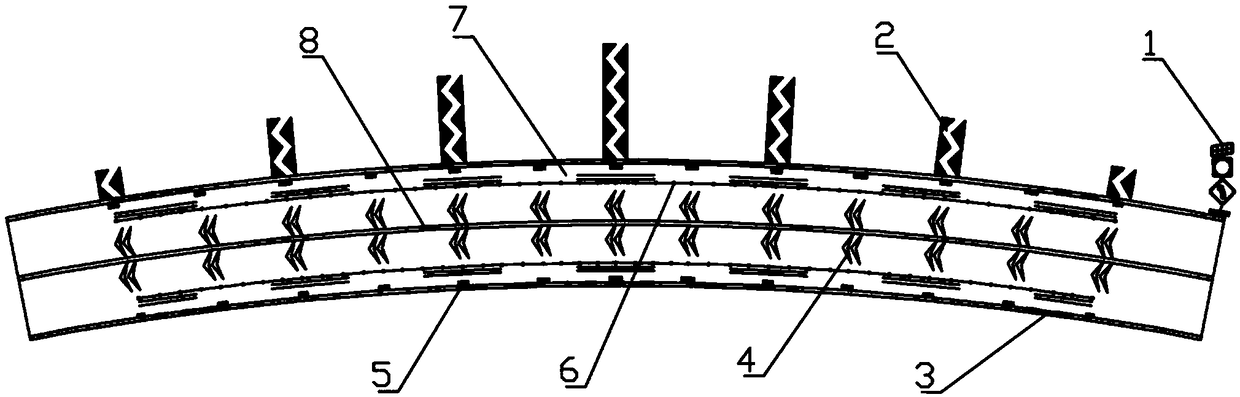 Visual guidance system for curved sections of long and large bridges on expressways