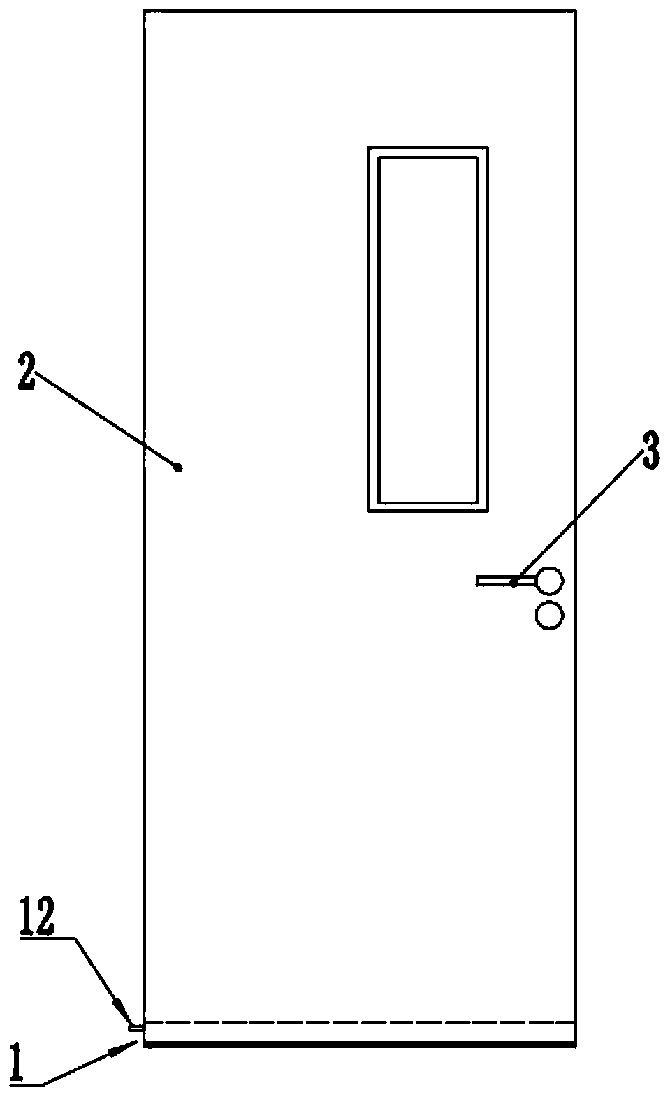 Aluminum wood door with door bottom seam automatic sealing device and production process thereof