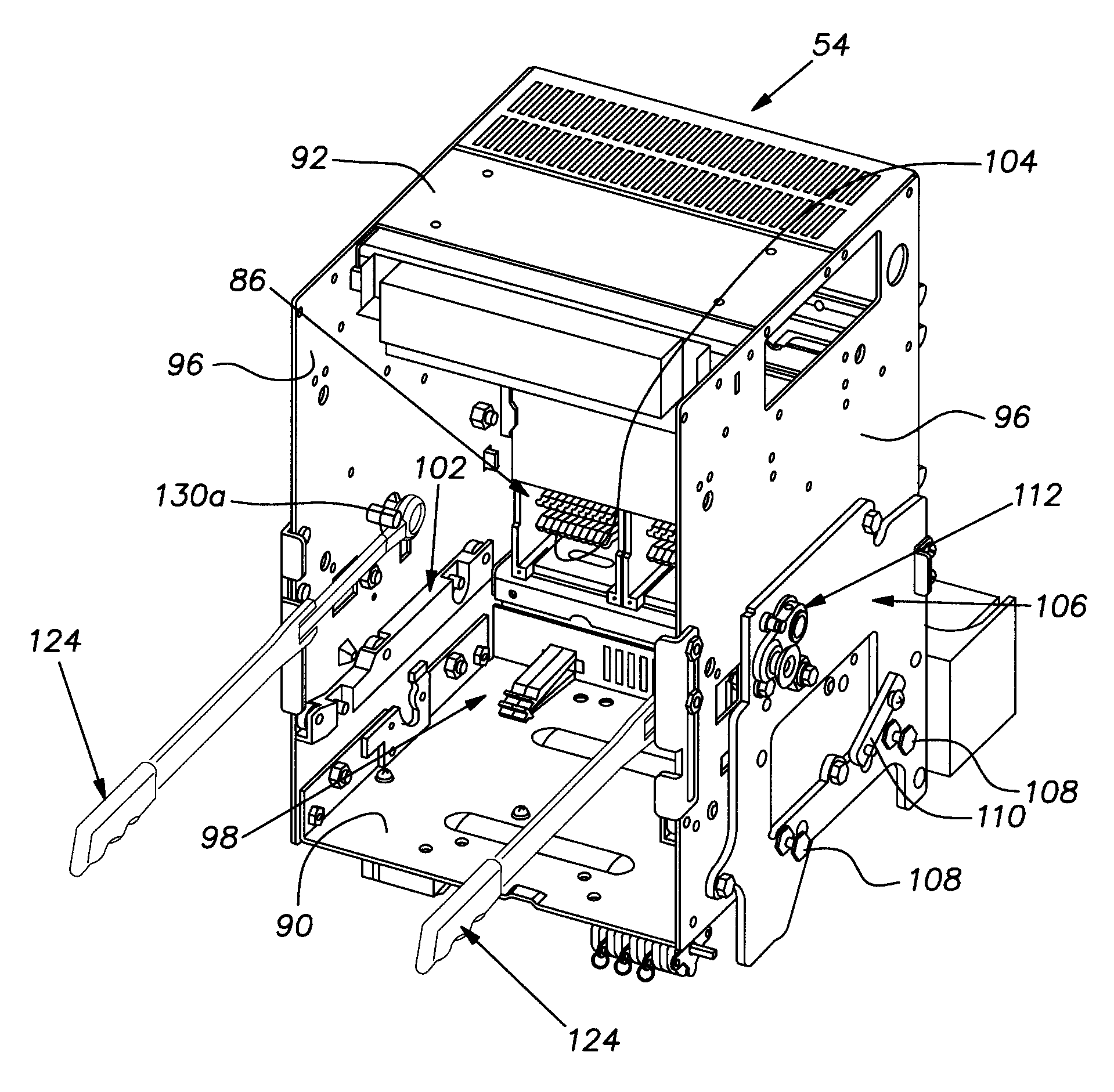 Circuit breaker cradle with an interlock system and a method of using the same