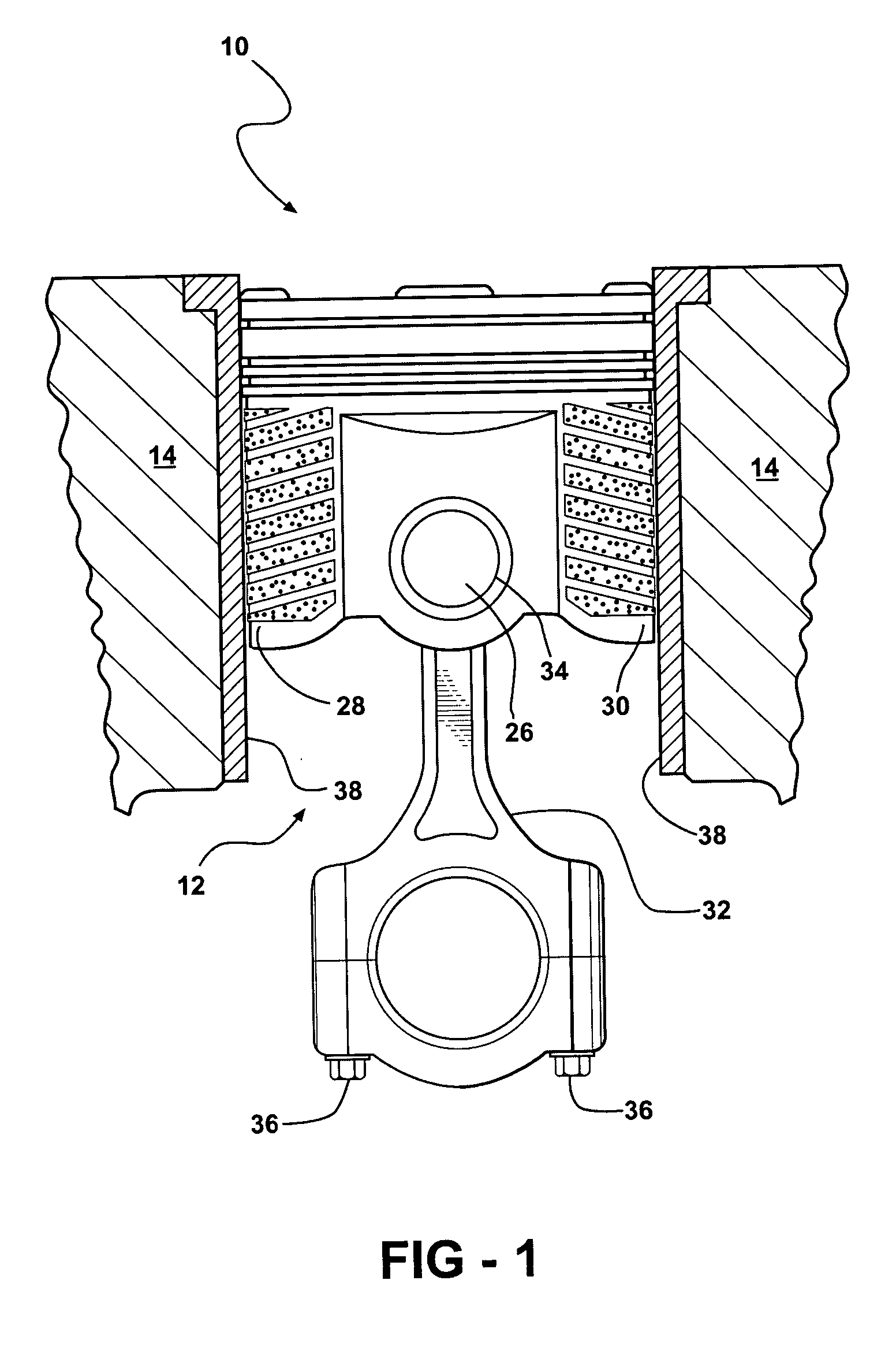 Piston having a patterned coating and method of applying same