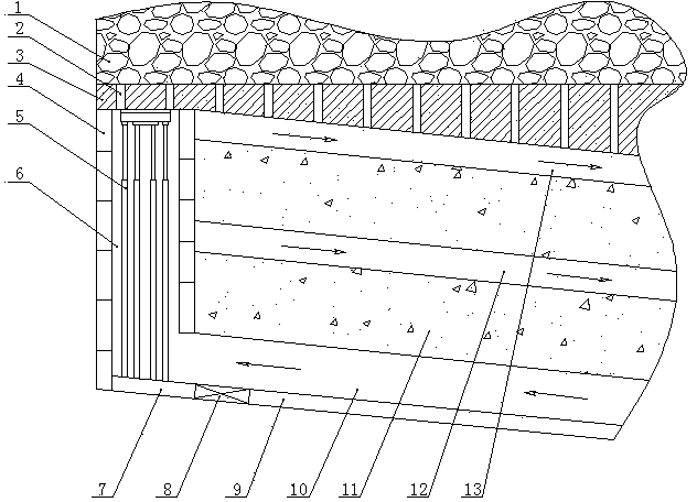 Gentle tilt angle mining structure