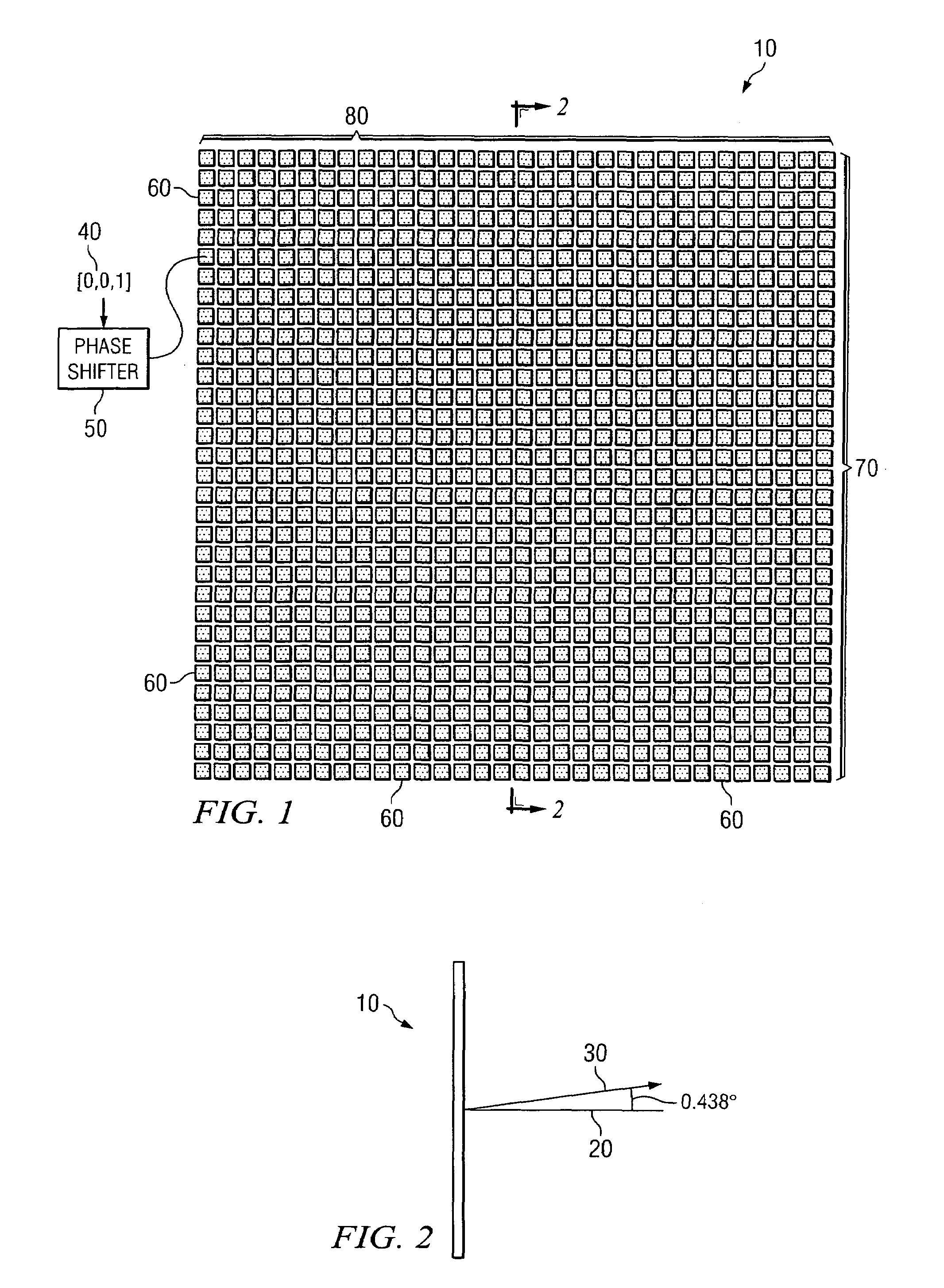 Two dimensional quantization method for array beam scanning