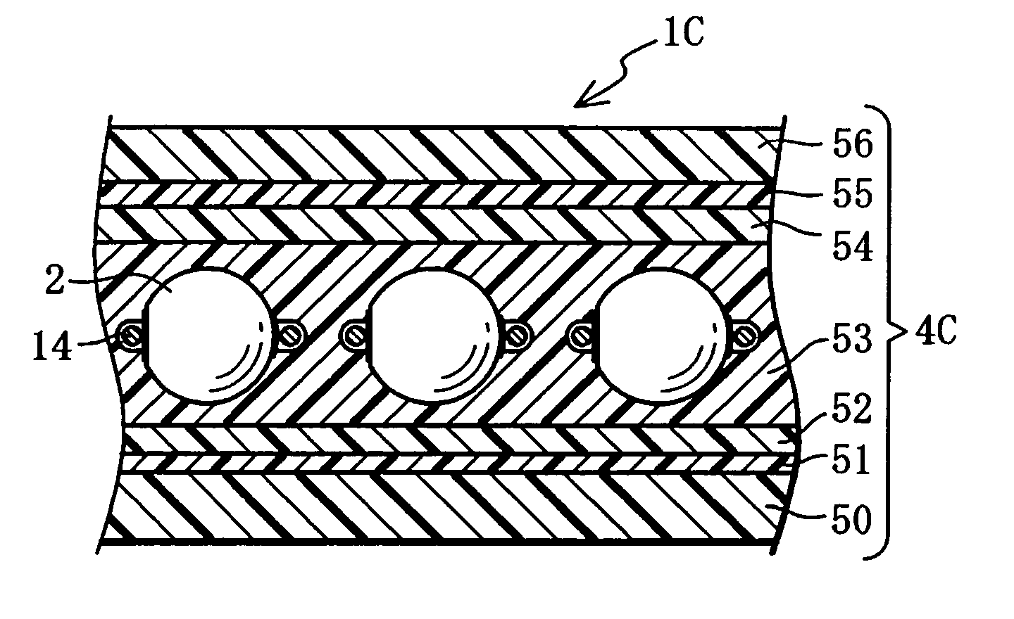 Light receiving or light emitting modular sheet and process for producing the same