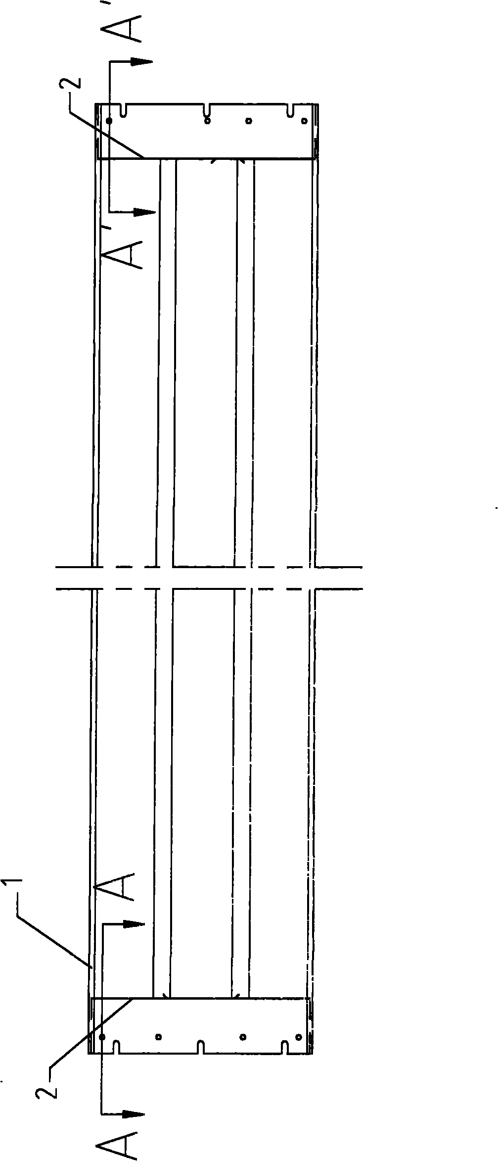 Connection structure for upper car wall plate and end part rib on elevator car