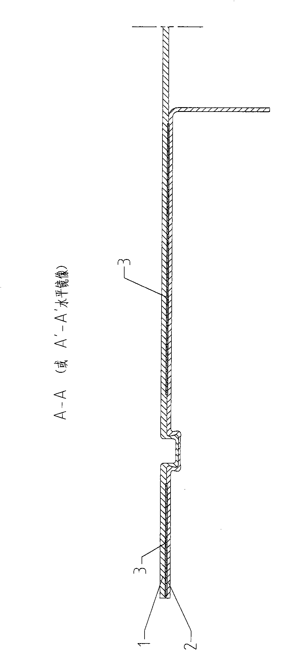 Connection structure for upper car wall plate and end part rib on elevator car