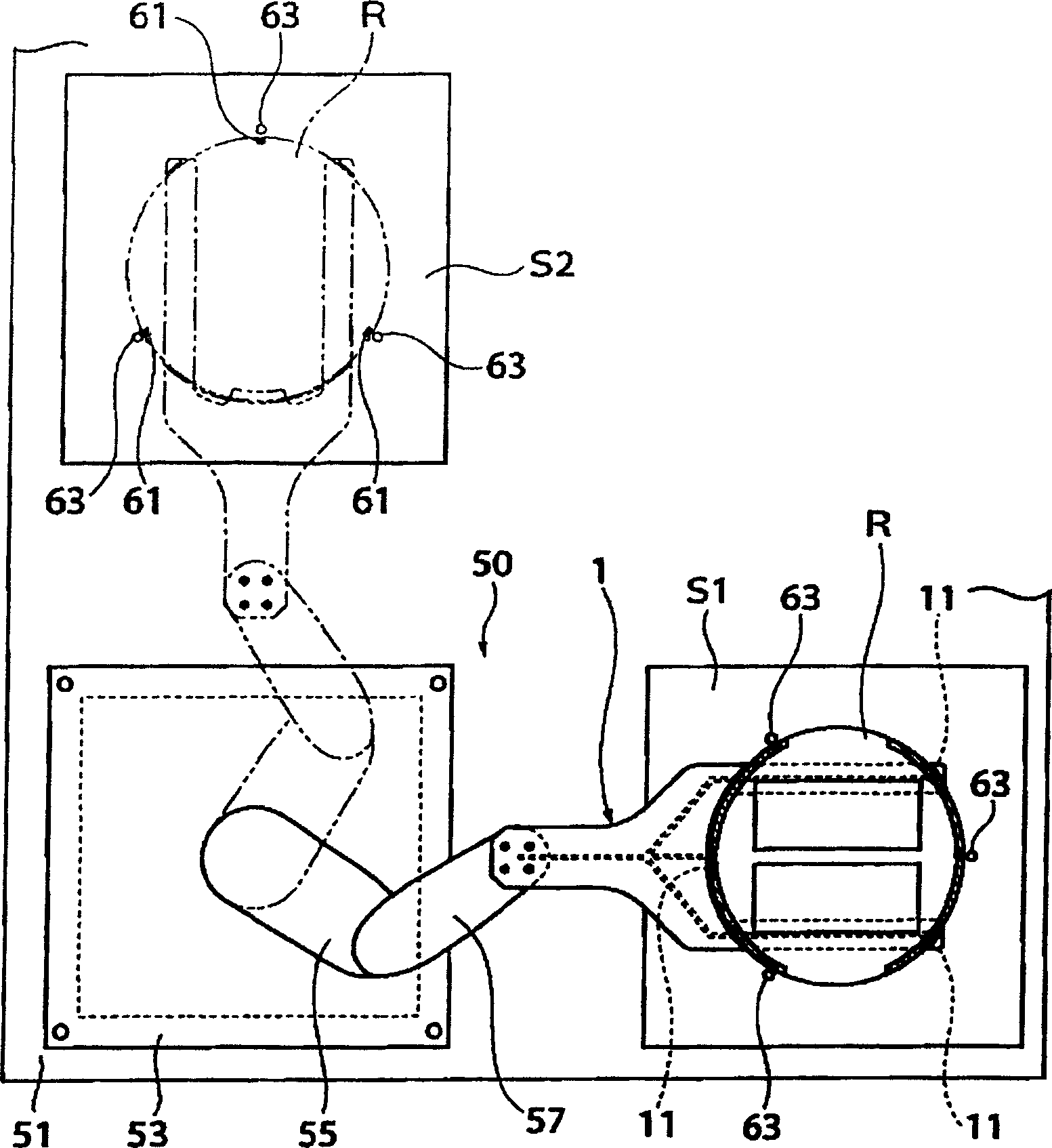 Cross mark transport method, cross mark transport device and exposure device