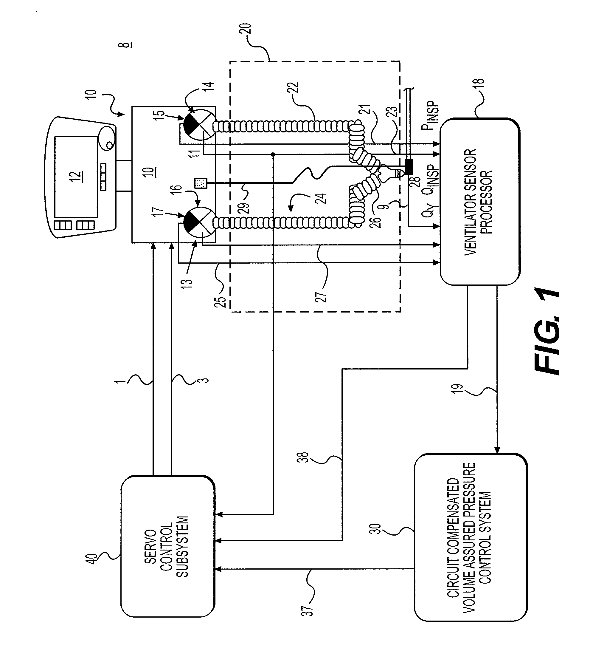 System and method for circuit compliance compensated volume assured pressure control in a patient respiratory ventilator