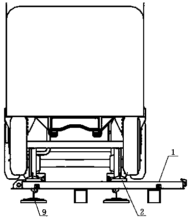 Transverse moving rail getting and off device for highway and railway double-purpose vehicle