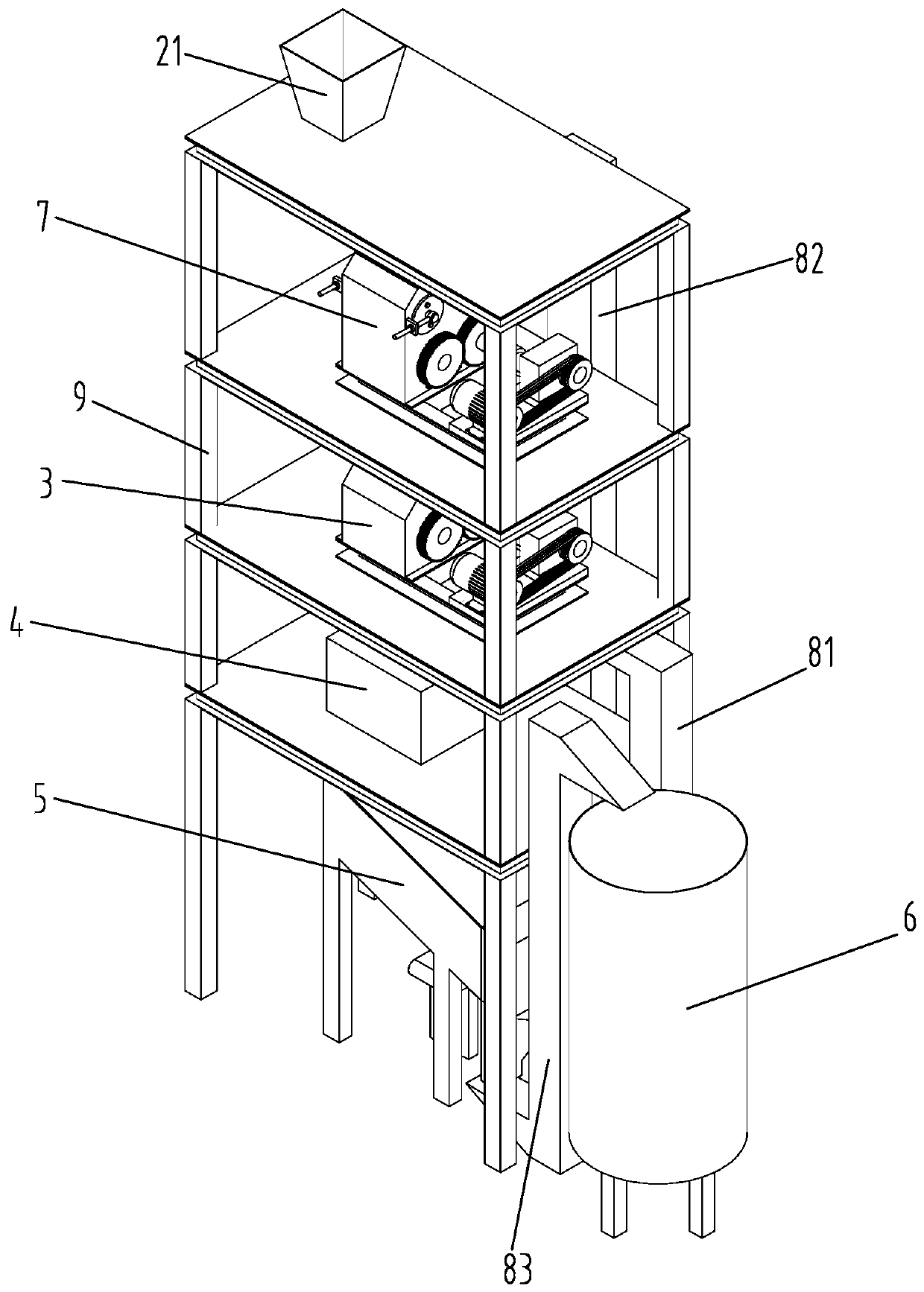 Production method and production line of whole-body large-particle stone-like ceramic thick plate