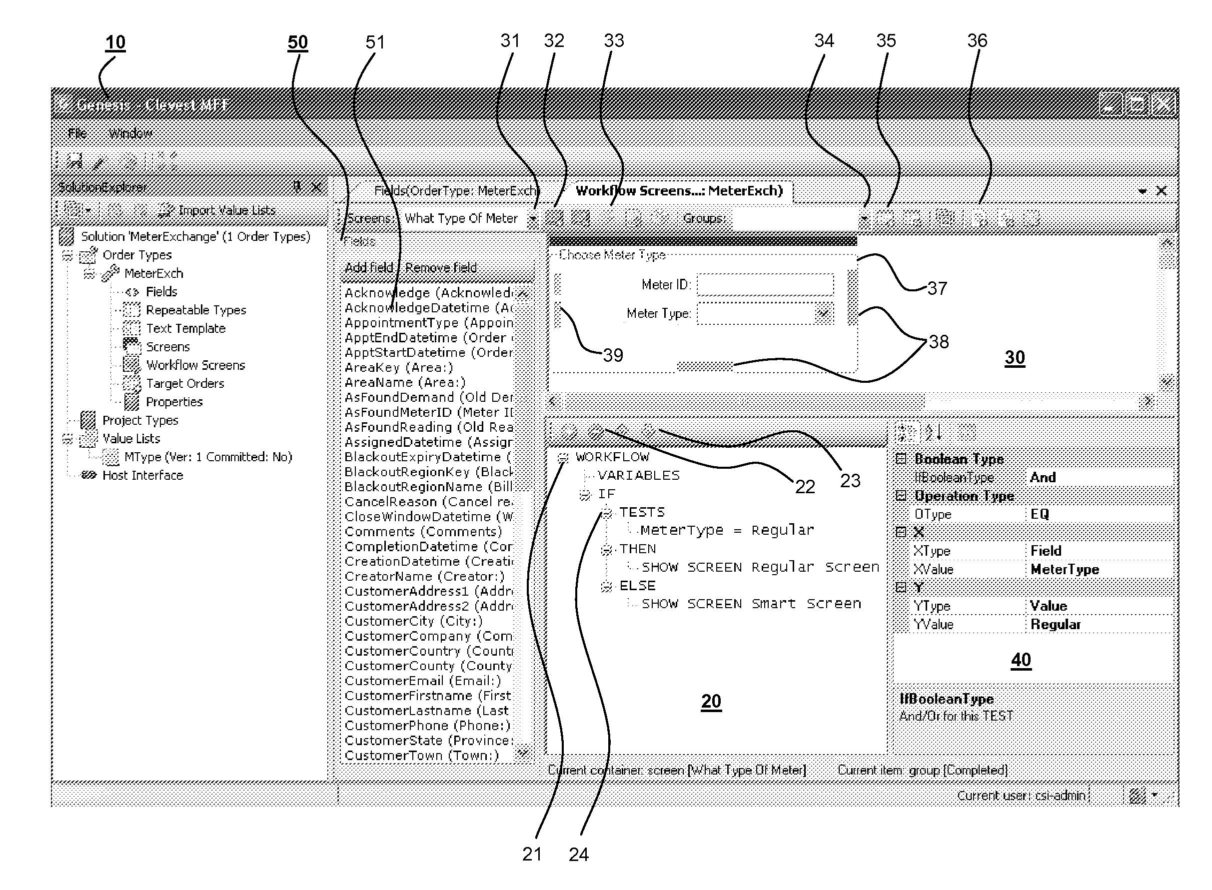 Method and system of editing workflow logic and screens with a GUI tool