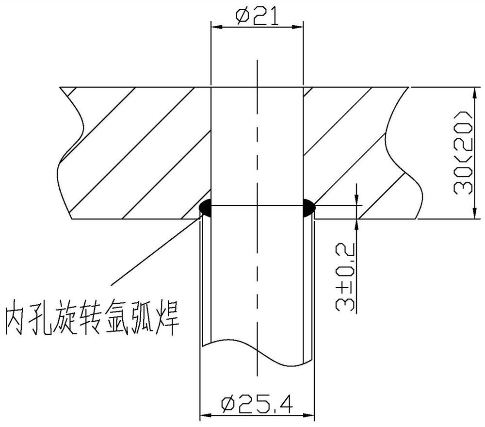 Inner hole rotary argon arc welding gun head of pipe and pipe plate and welding method