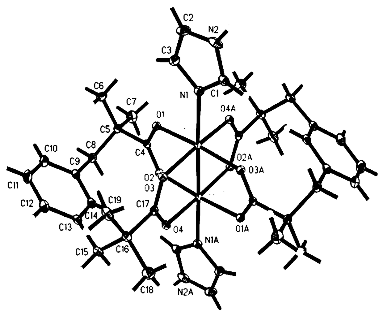 Axial ligand modified homonuclear bimetallic compound catalyst and preparation method and application thereof