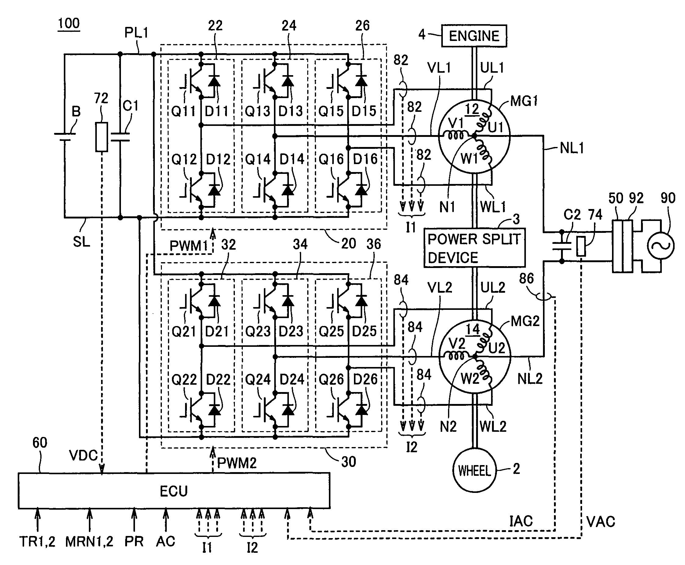 Power controller and vehicle equipped with power controller