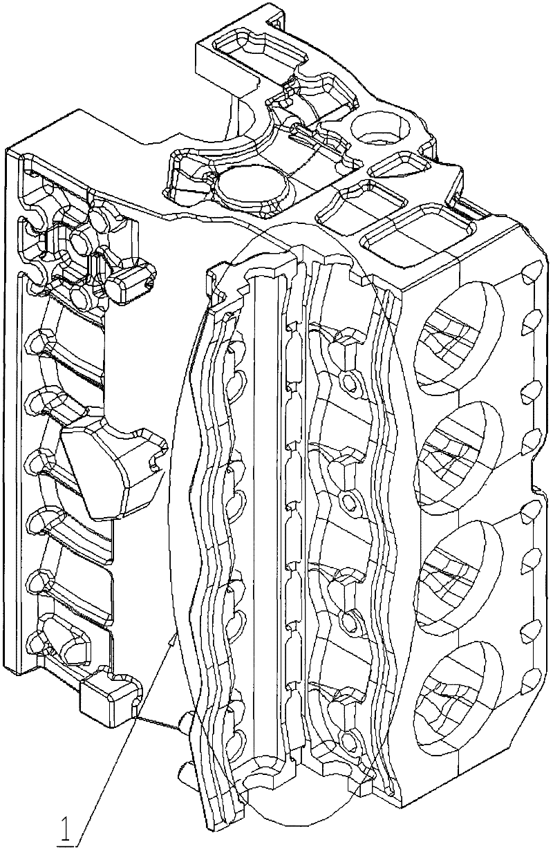 Water channel pre-filling method used during lost foam casting of engine cylinder body