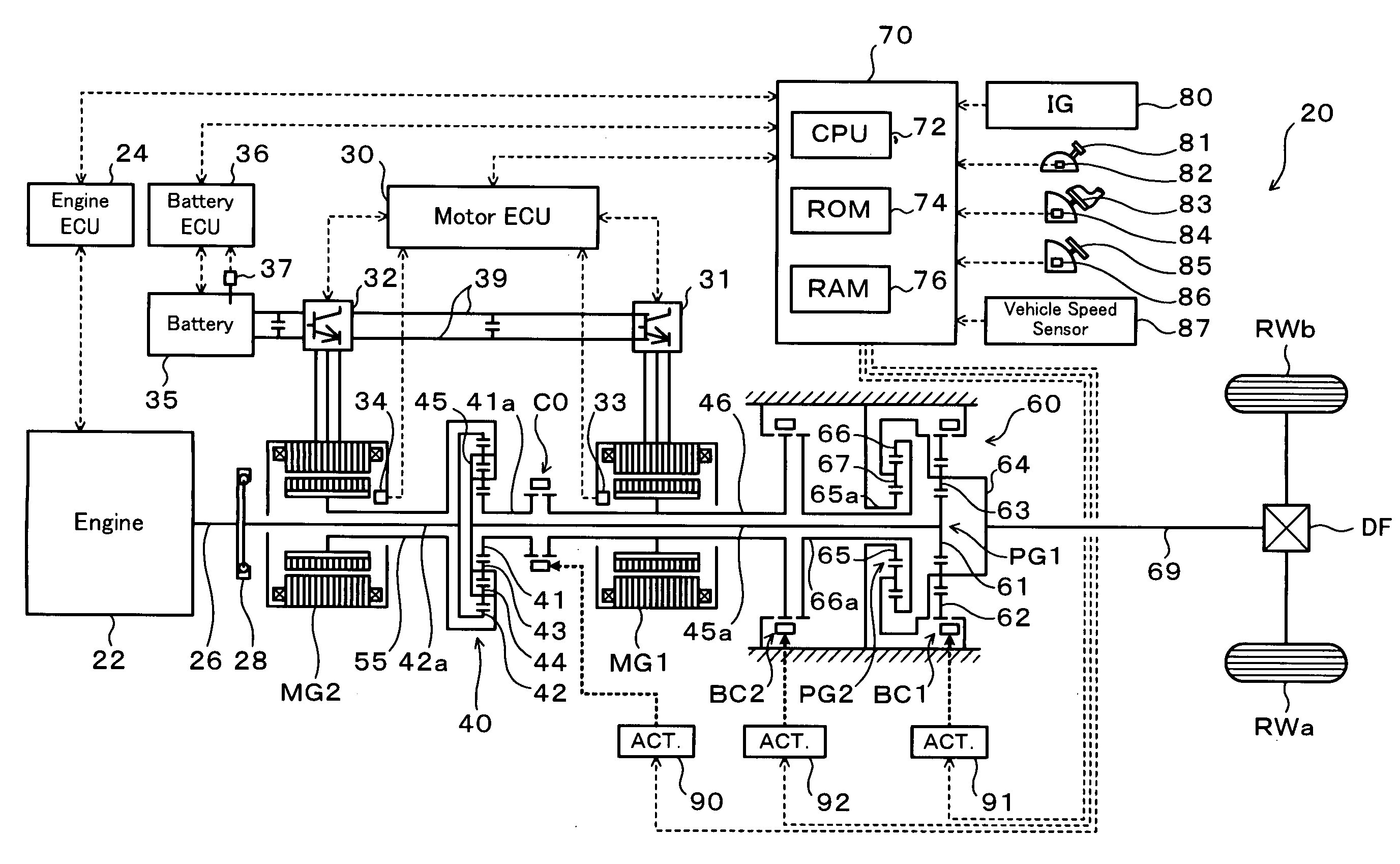 Power output apparatus and hybrid vehicle with power output apparatus