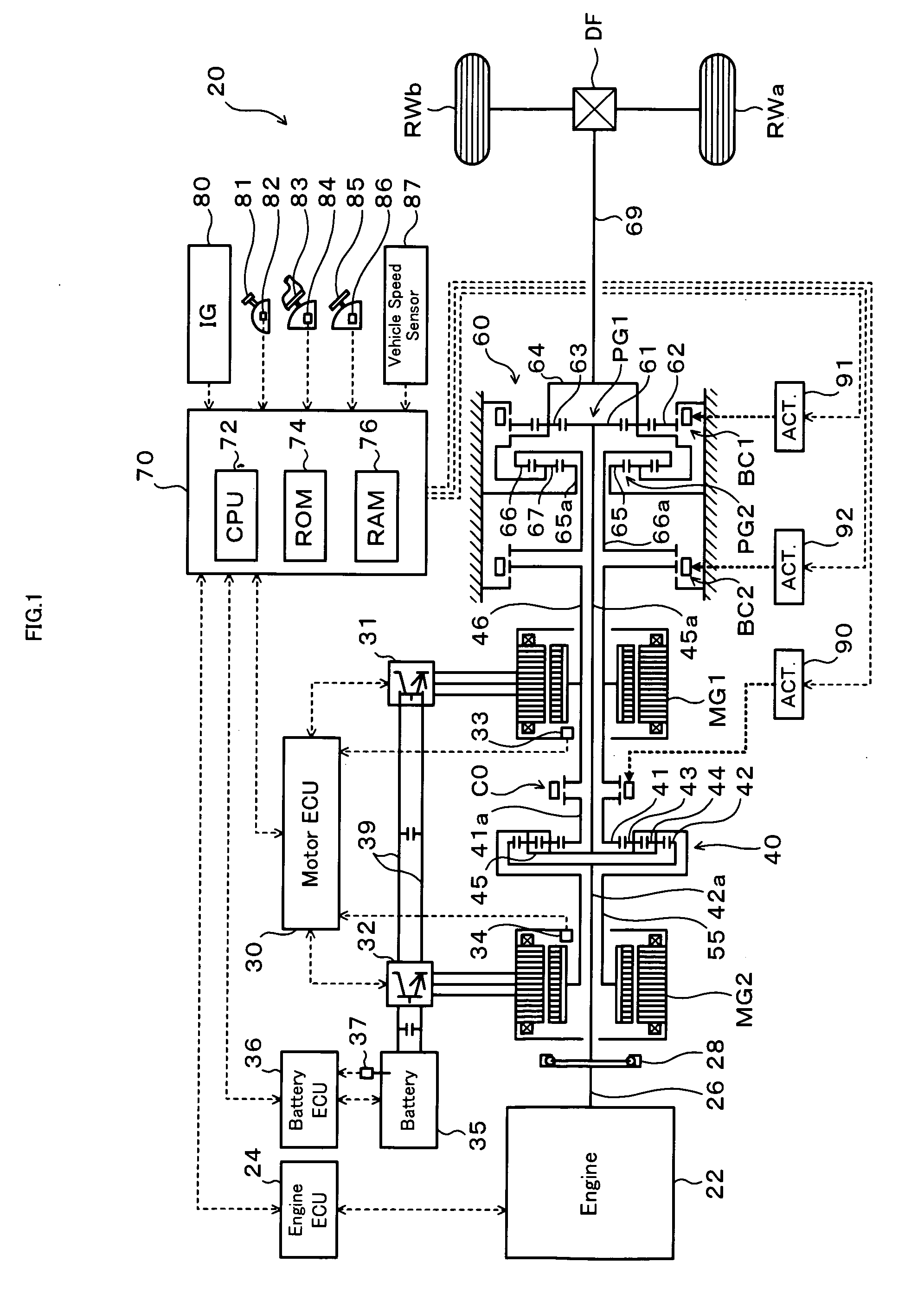 Power output apparatus and hybrid vehicle with power output apparatus