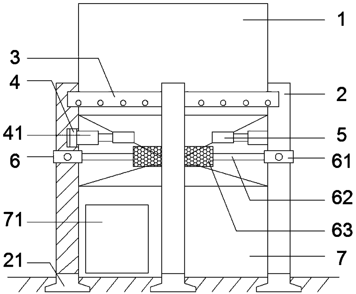 Dust collecting hopper supporting base