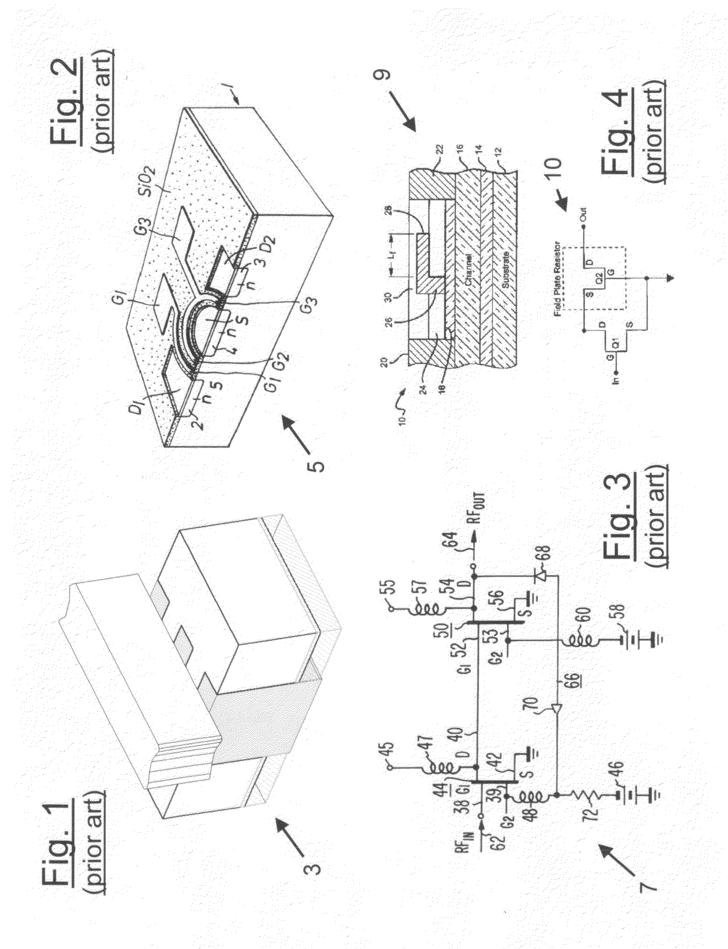 Castellated gate MOSFET tetrode capable of fully-depleted operation