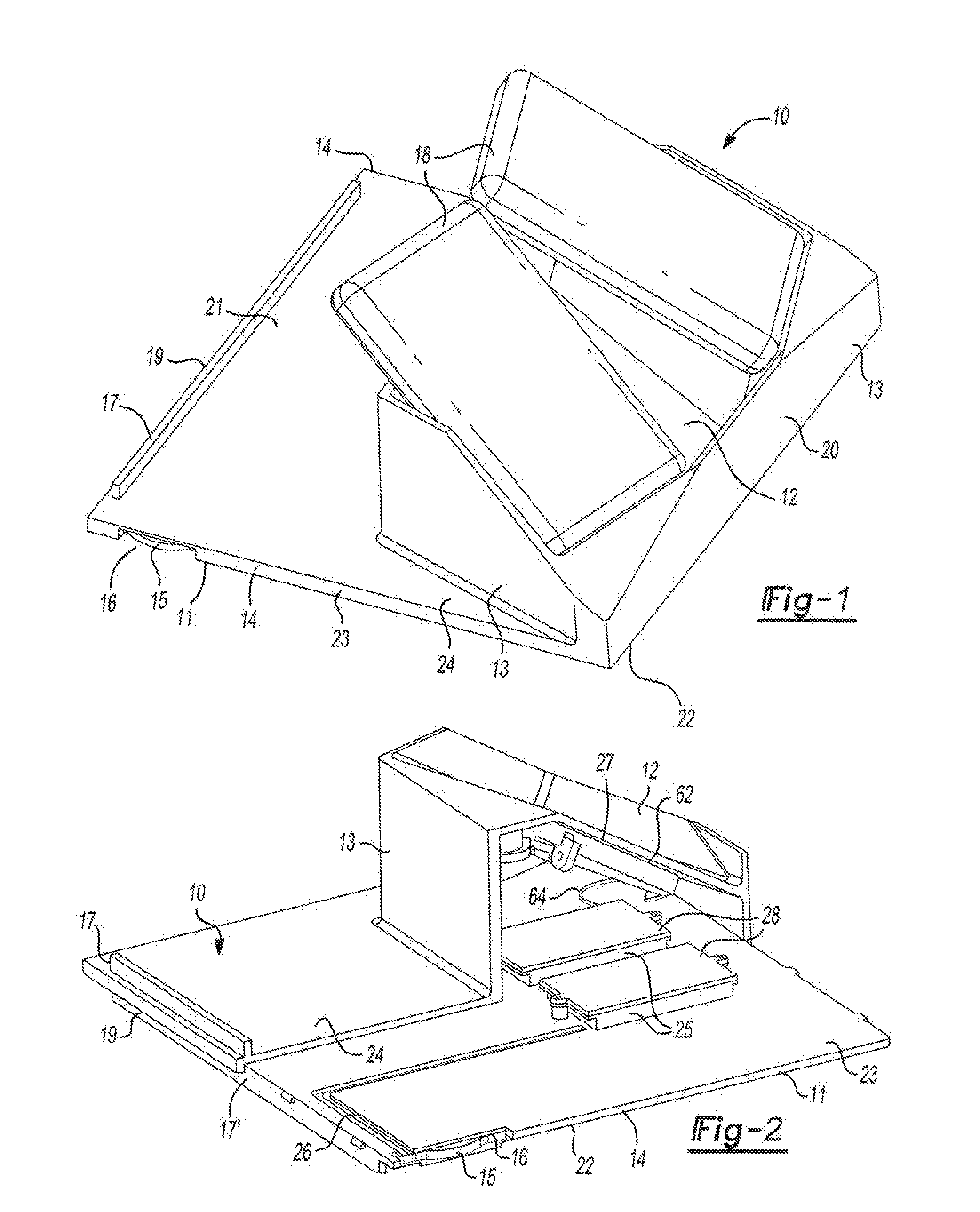 Recharging or connection tray for portable electronic devices