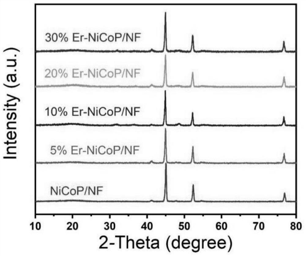 Foamed nickel-based erbium-doped nickel-cobalt bimetallic phosphide nano array as well as preparation method and application thereof