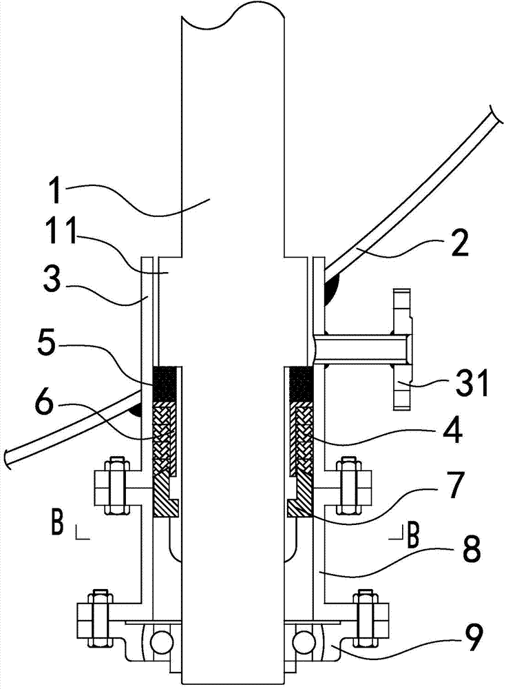 Sealing device for valve shaft of high-temperature butterfly valve