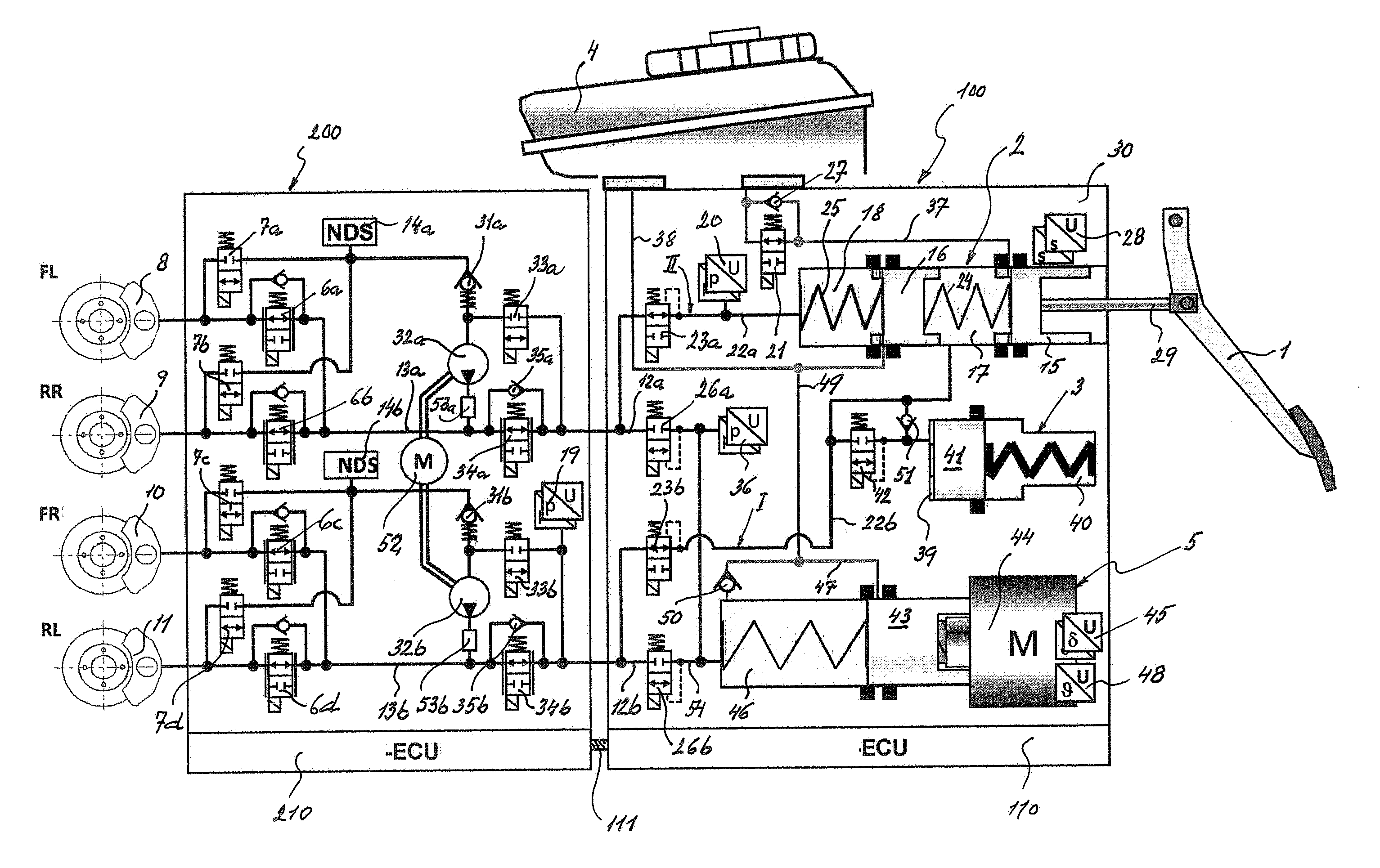 Brake system for motor vehicles