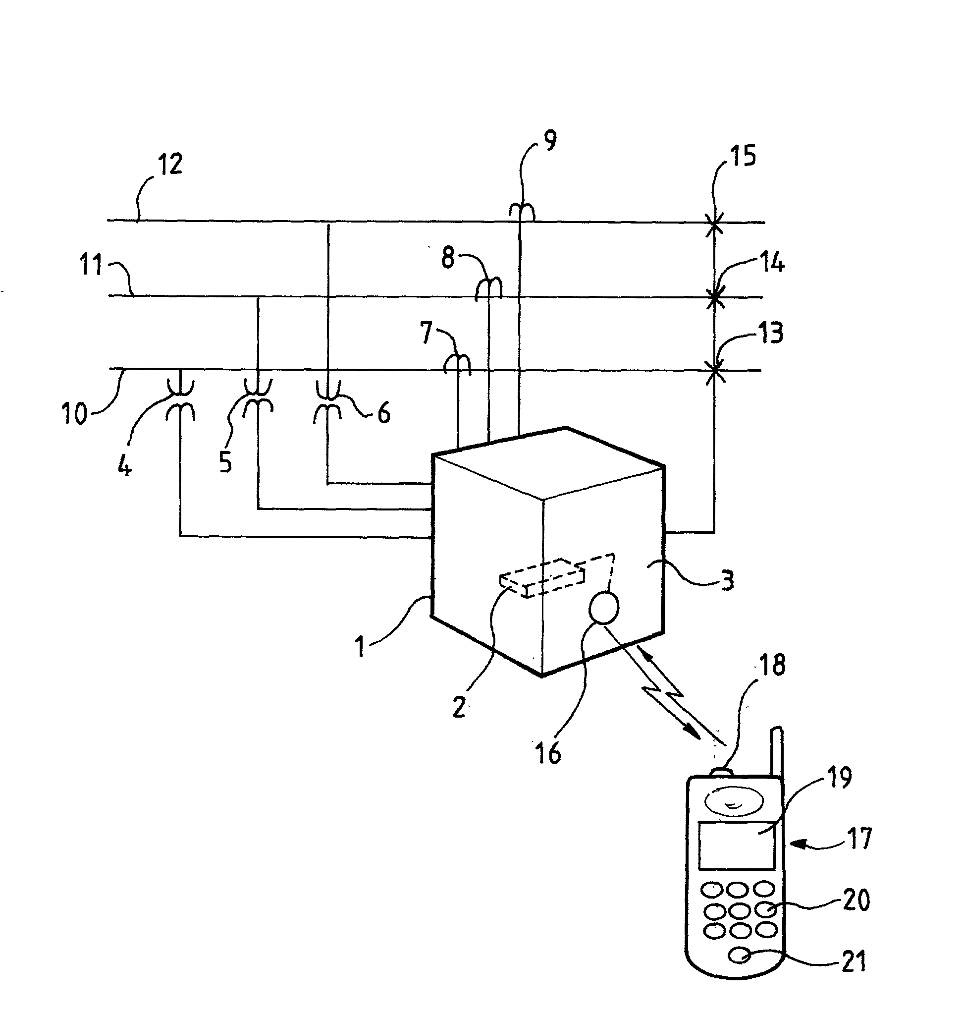 Protection system for an electricity network having a "Bluetooth" data transmission radio link