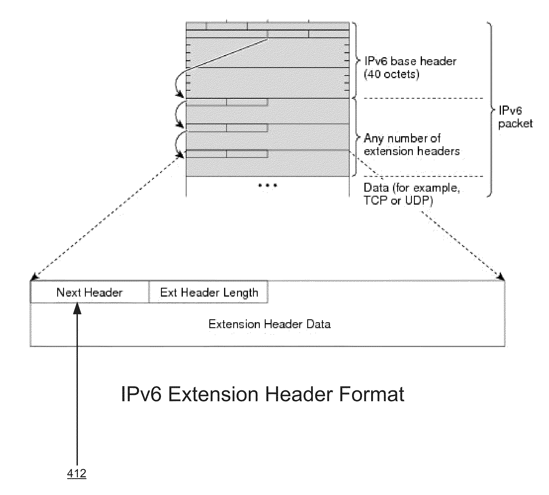 Use of packet header extension for geolocation/geotargeting