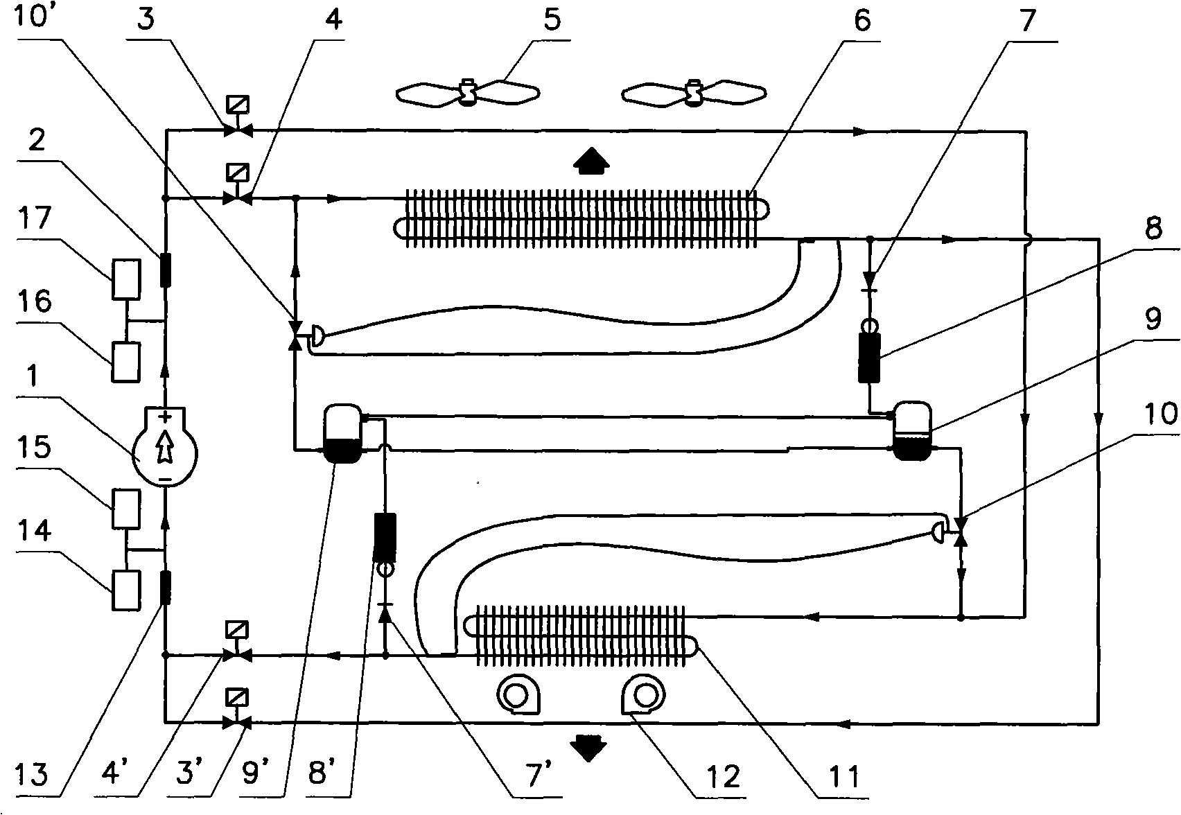 Heat pump -type subway vehicle air conditioner