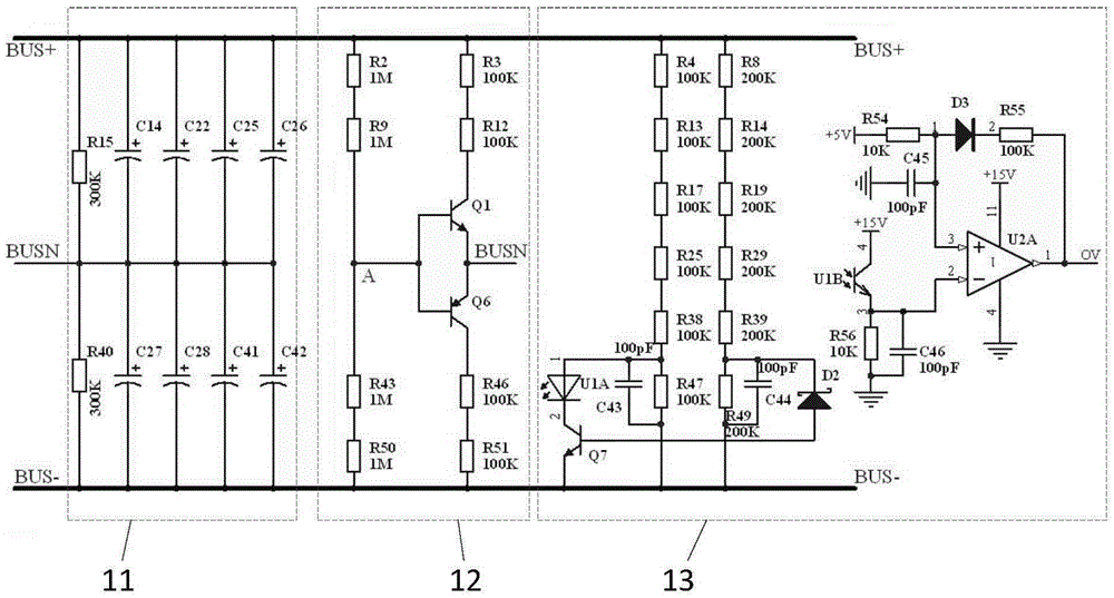 Photovoltaic inverter bus capacitance pressure equalization and bus overvoltage protection control circuit and system