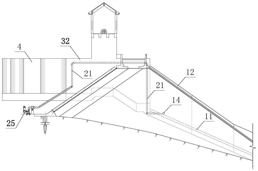 Water-stacked landscape discharge chute